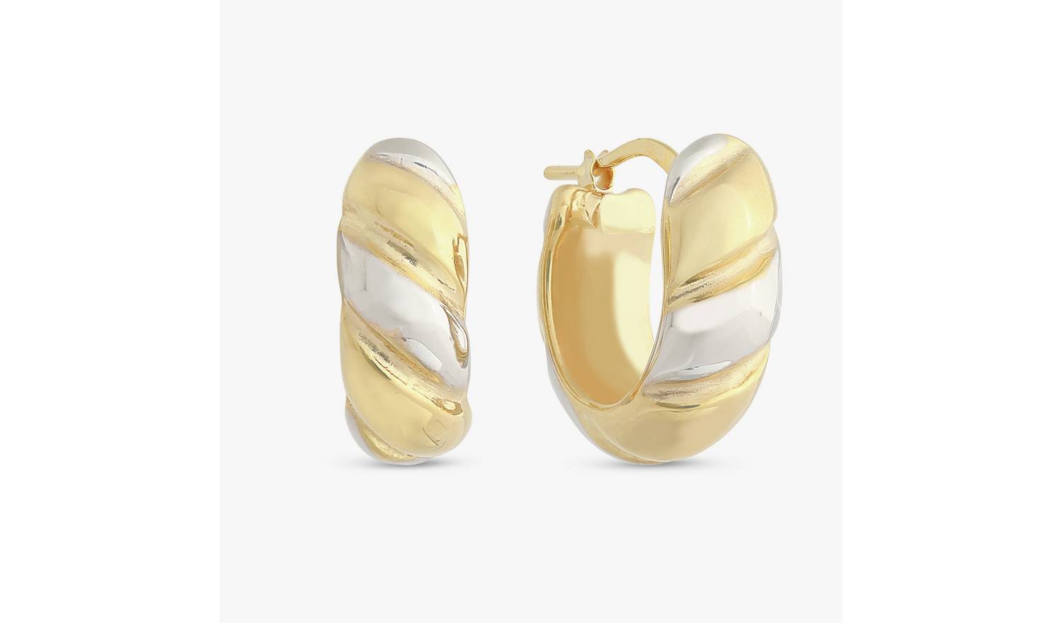 Revere Sterling Silver Two Tone Twisted Oval Hoop Earrings