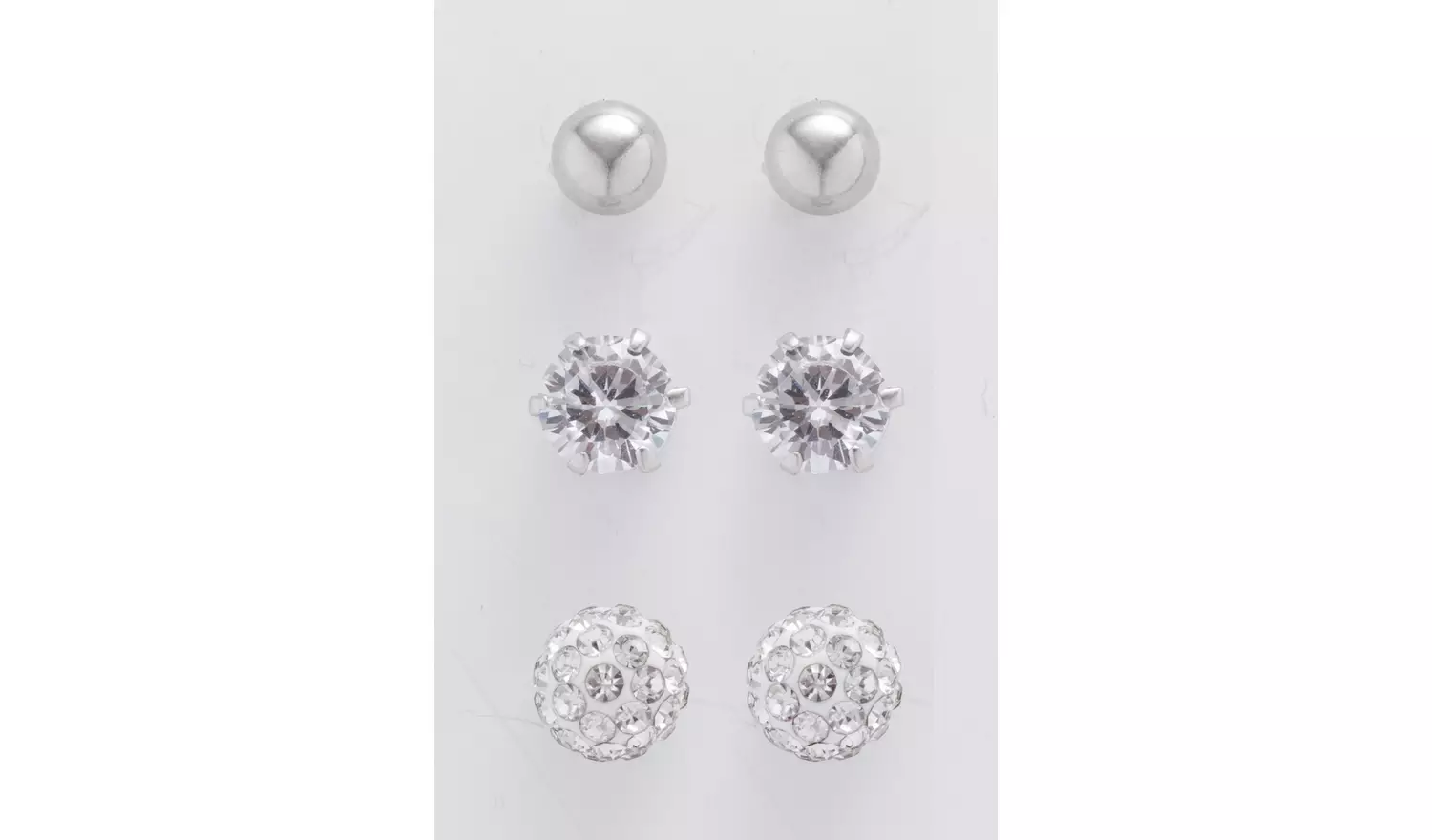 Revere Sterling Silver Cubic Zirconia Stud Earrings Set of 3