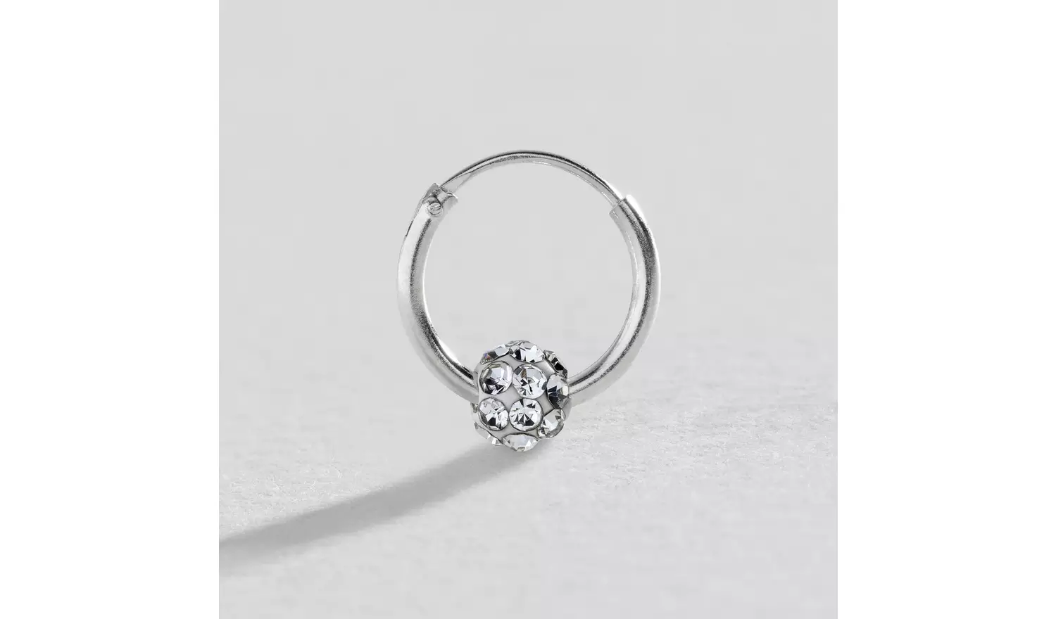 Revere Round Sterling Silver Crystal Ball Hoop Earrings