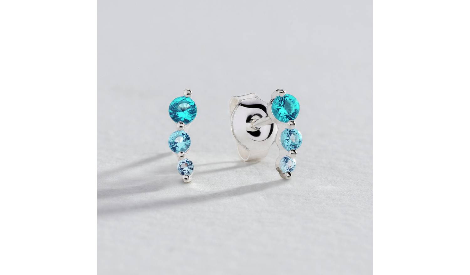 Revere Sterling Silver Blue Cubic Zirconia Stud Earrings