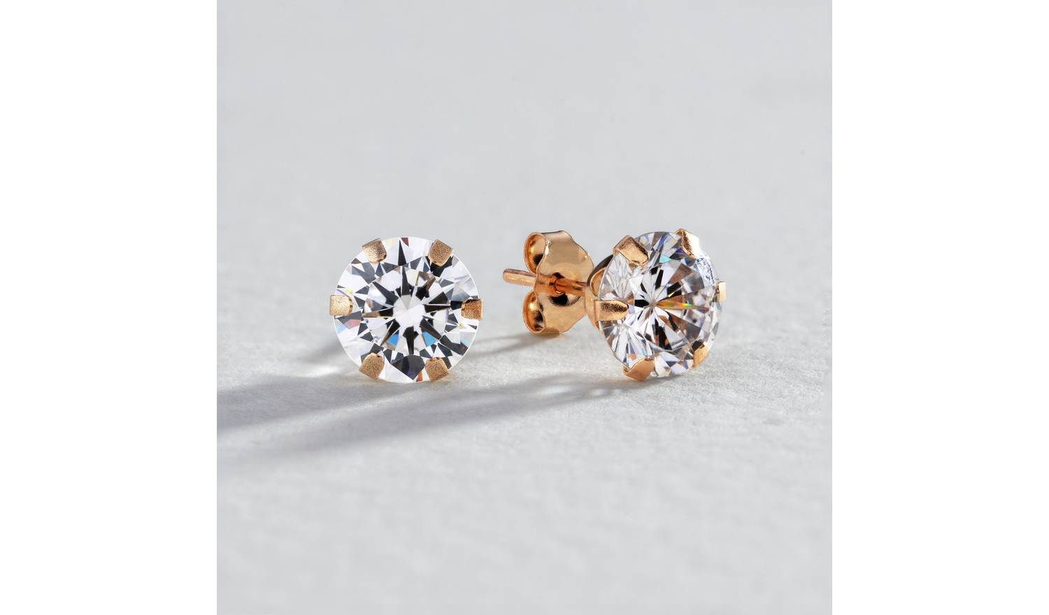 Revere 9ct Gold Round Cubic Zirconia Round Stud Earrings