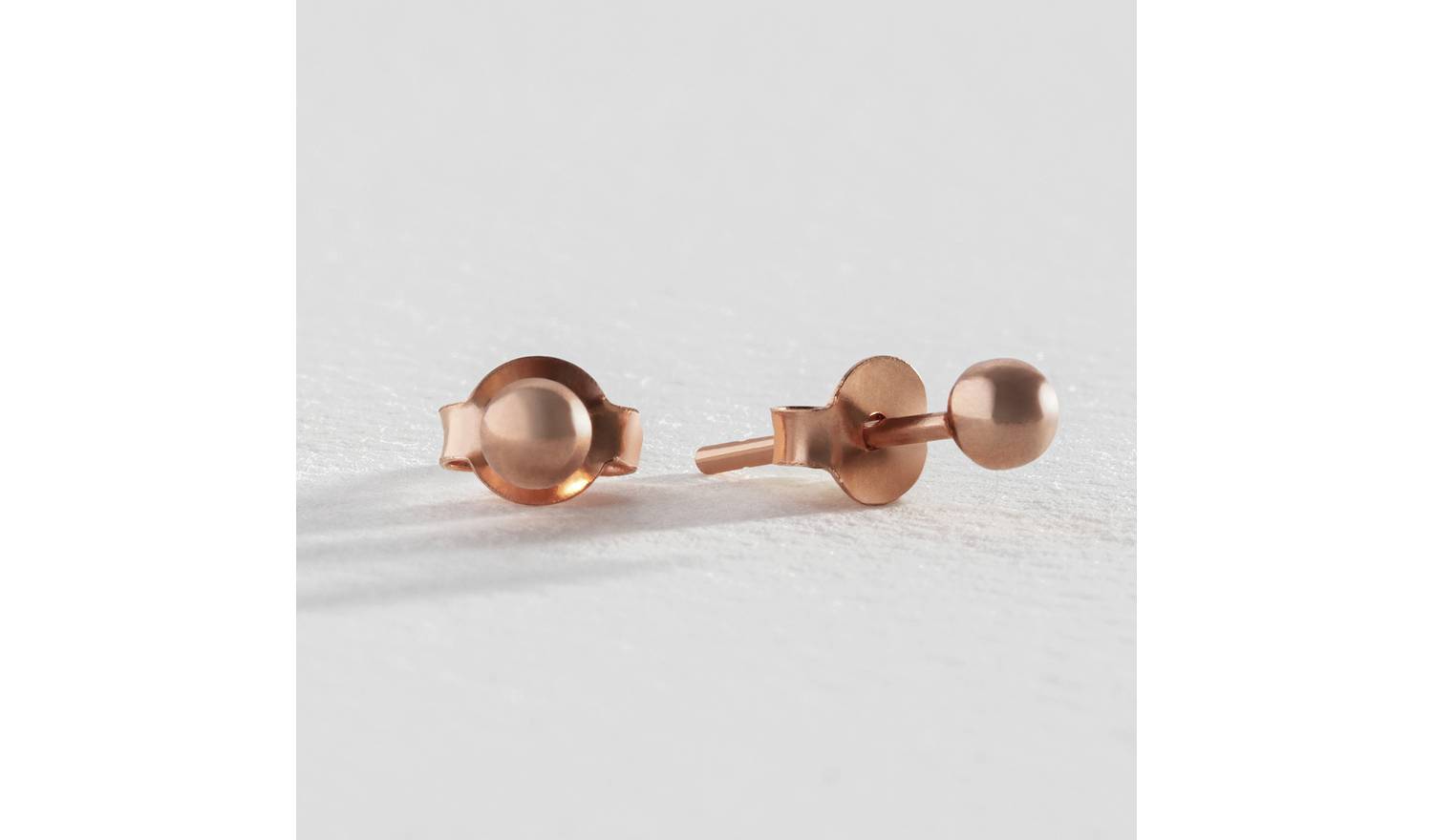 Revere 18ct Rose Gold Plated Ball Stud Earrings