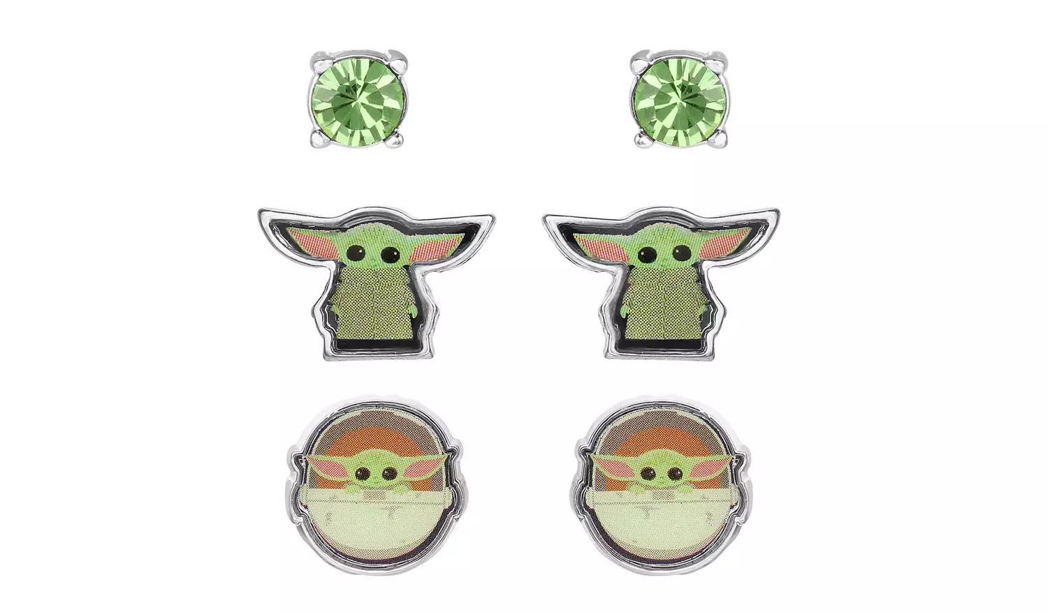Disney Star Wars Mandalorian Baby Yoda Stud Earring Set of 3