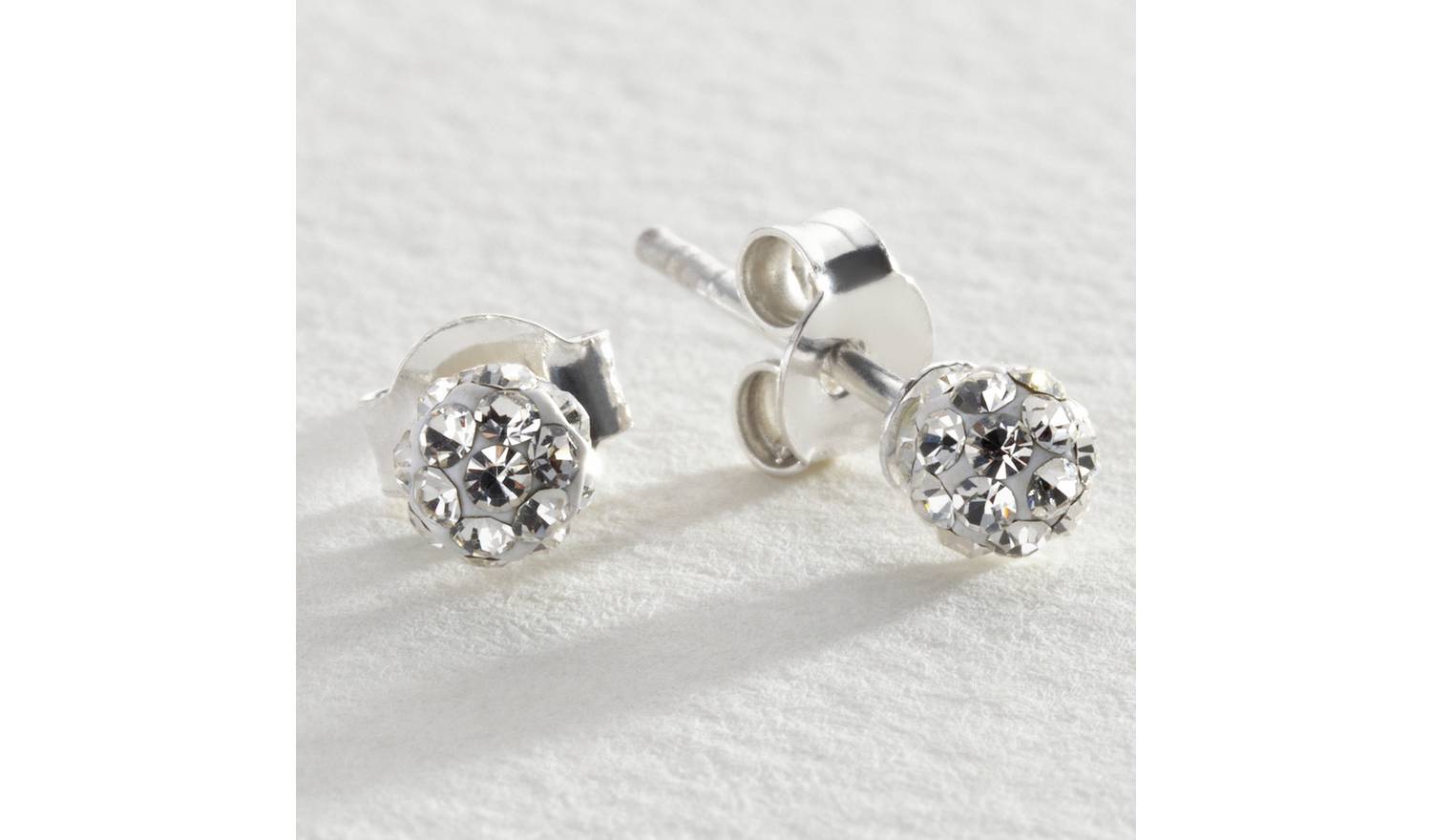 Revere Sterling Silver Round Crystal Ball Stud Earrings