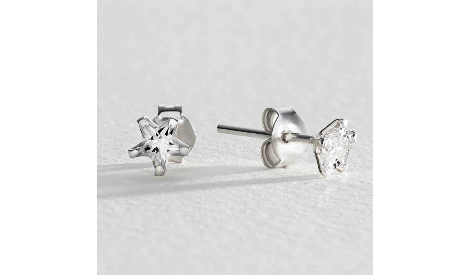 Revere Cubic Zirconia Sterling Silver Star Stud Earrings