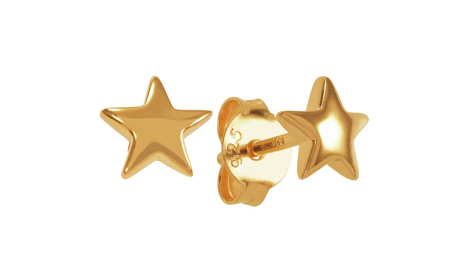 Revere 18ct Gold Plated Star Drop Stud Earrings