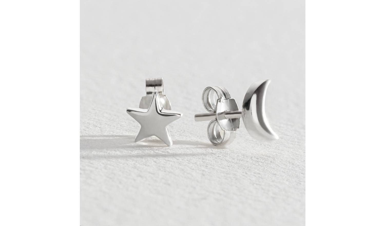 Revere Sterling Silver Moon and Star Stud Earrings