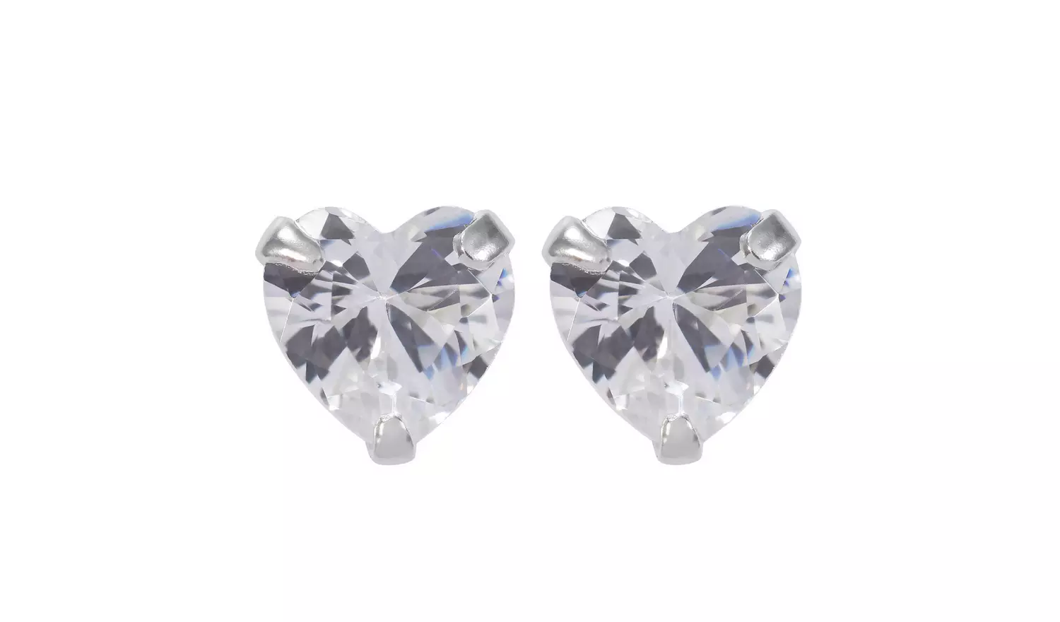 Revere Heart Cubic Zirconia Sterling Silver Stud Earrings