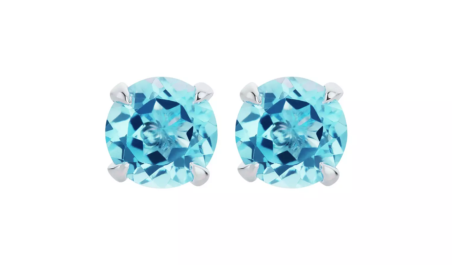 Revere 9ct White Gold Round Blue Topaz Stud Earrings