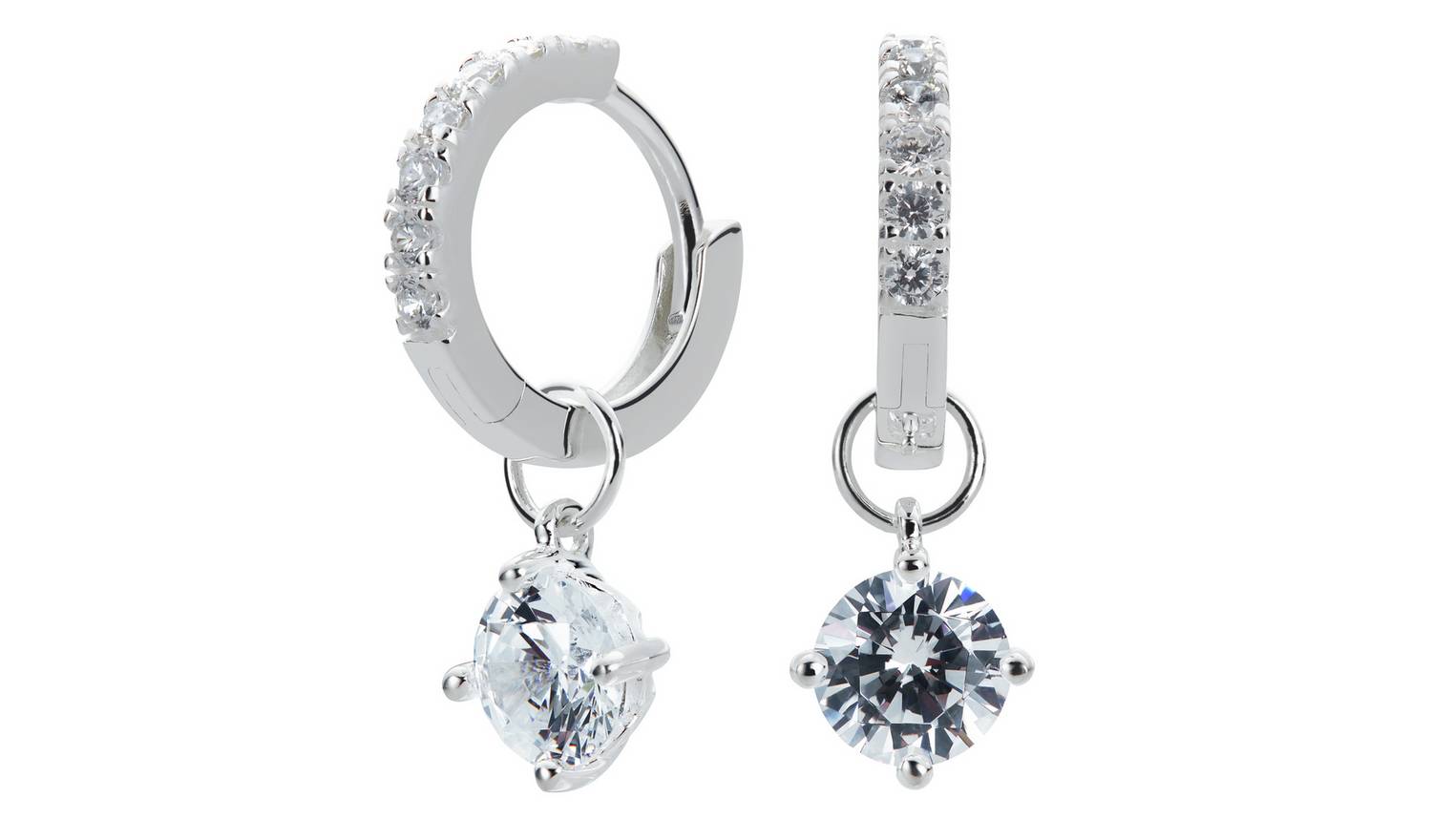 Revere Sterling Silver Cubic Zirconia Huggie Hoop Earrings