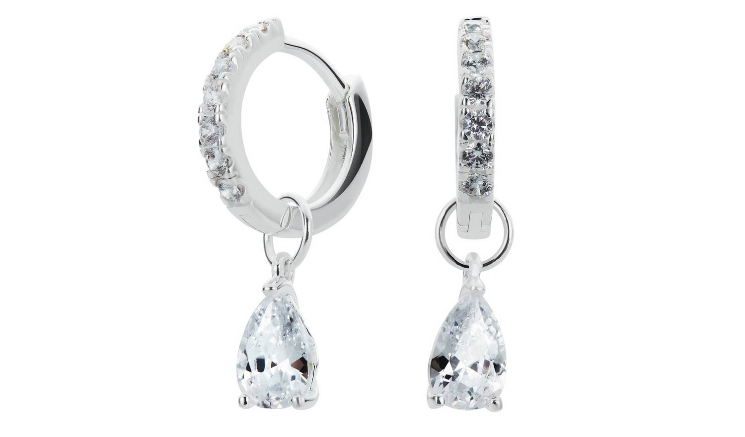 Revere Sterling Silver Cubic Zirconia Huggie Hoop Earrings