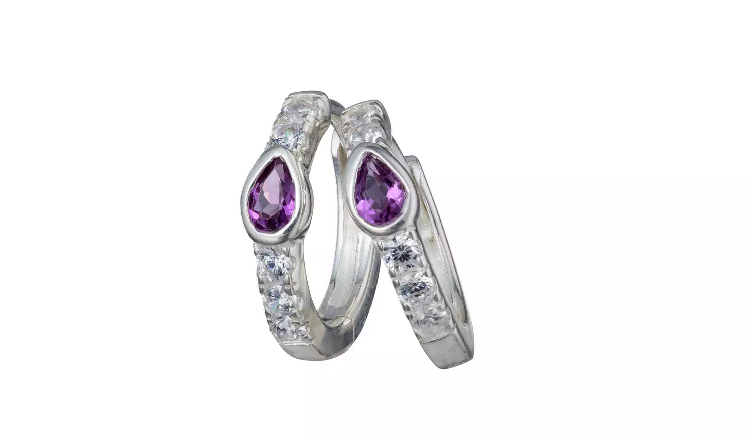 Revere Sterling Silver Cubic Zirconia Huggie Hoop Earrings