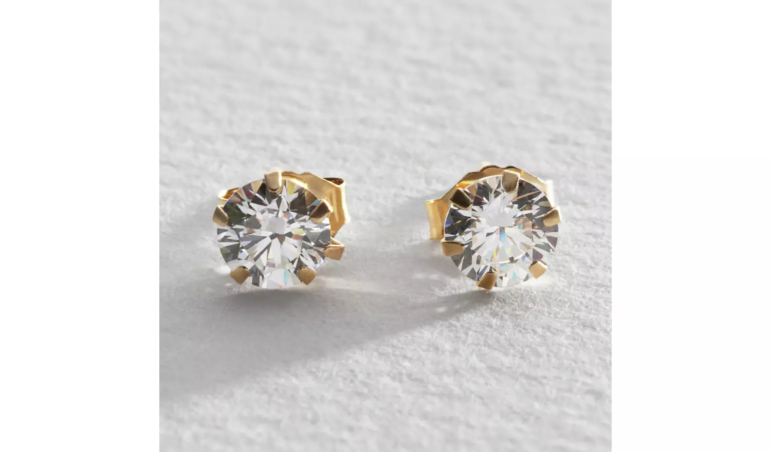 Revere 9ct Gold Cubic Zirconia Stamped Stud Earrings