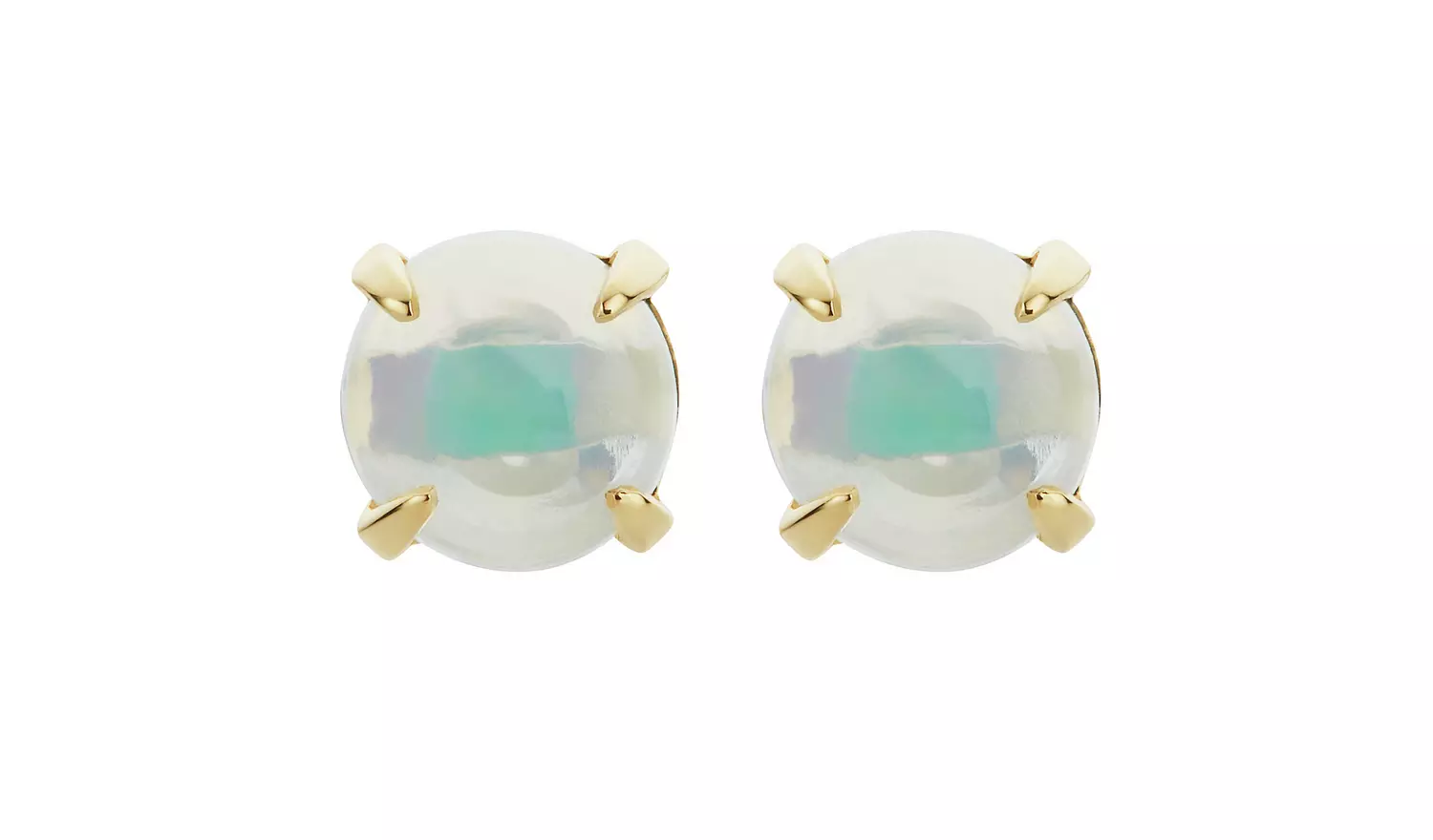 Revere 9ct Yellow Gold Round Opal Stud Earrings