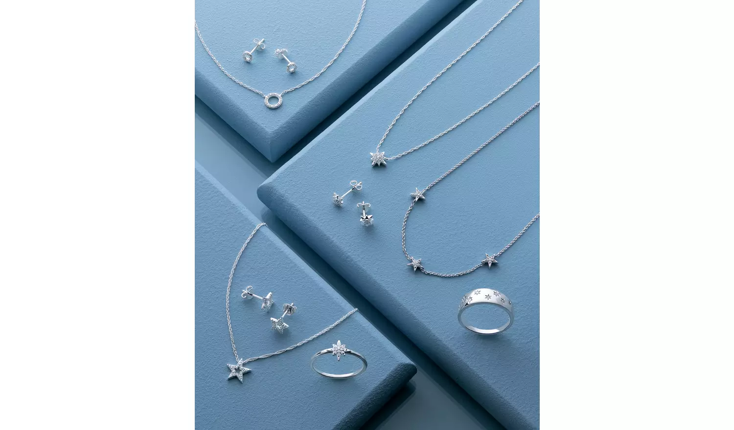 Revere Sterling Silver 0.05ct Diamond Star Stud Earrings