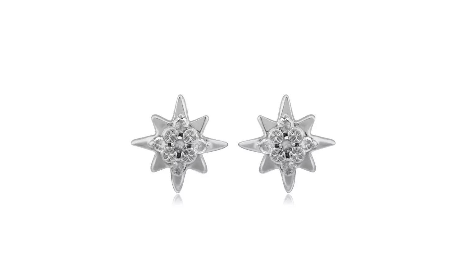 Revere Sterling Silver 0.05ct Diamond Star Stud Earrings