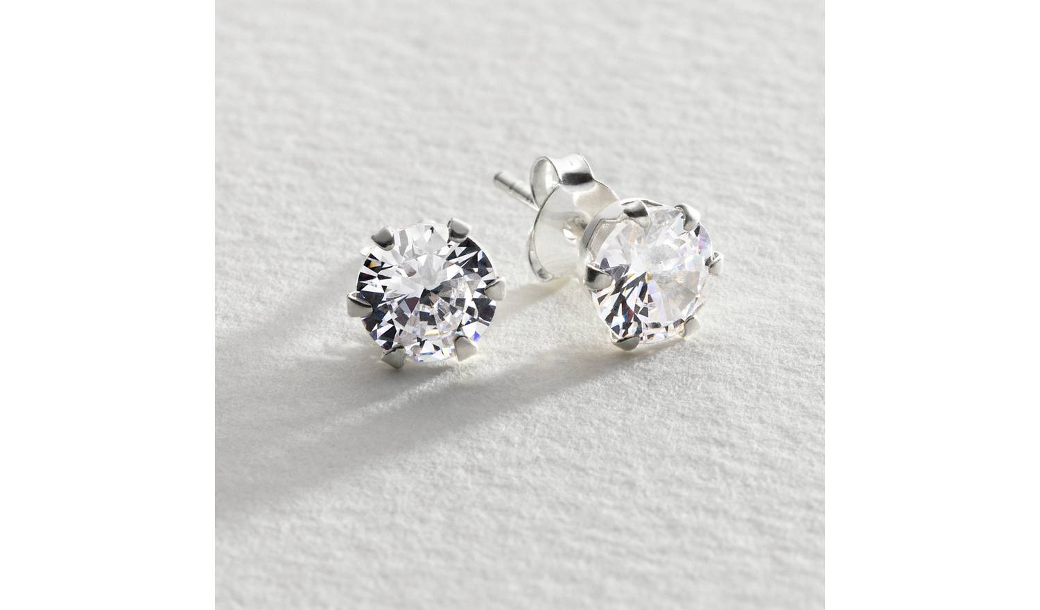 Revere Sterling Silver Round Cubic Zirconia Stud Earrings