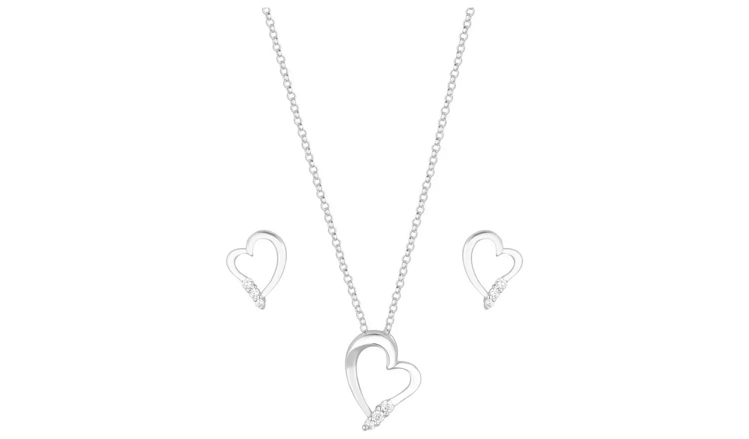 Simply Silver Sterling Silver 925 Heart Jewellery Set