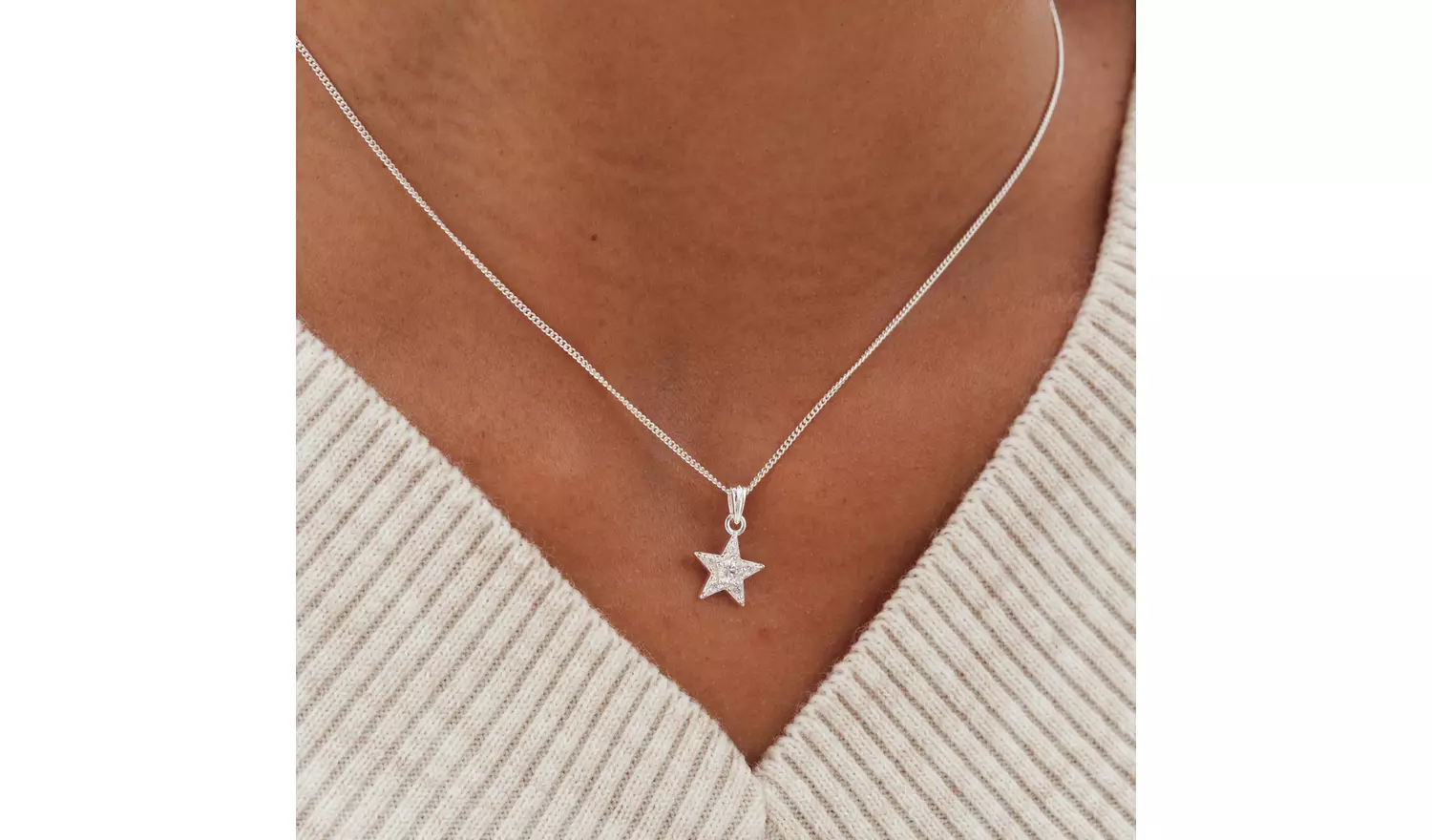 Simply Silver Cubic Zirconia Celestial Pendant & Earring Set