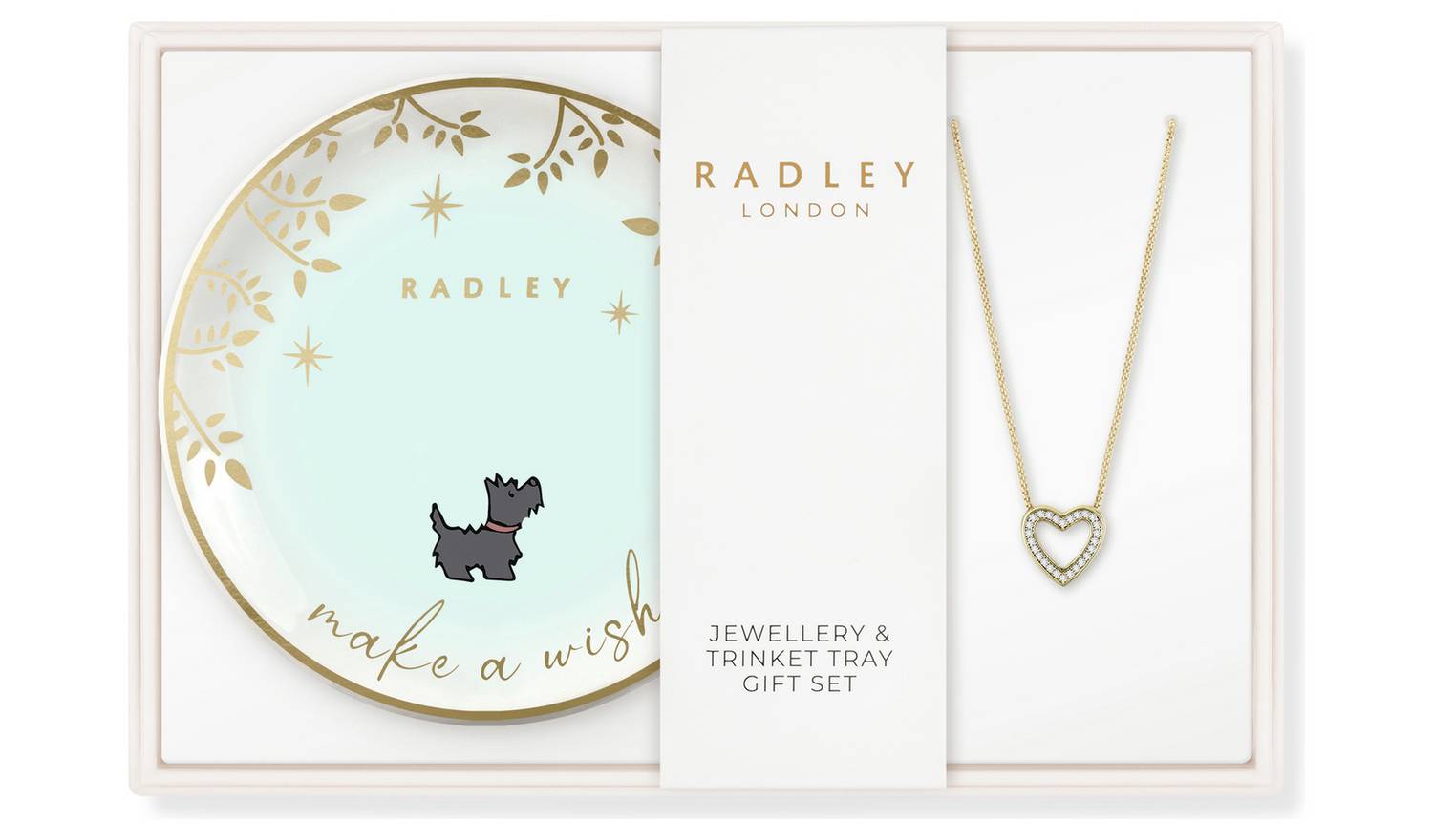 Radley 18ct Gold Plated Heart Necklace & Trinket Tray Set