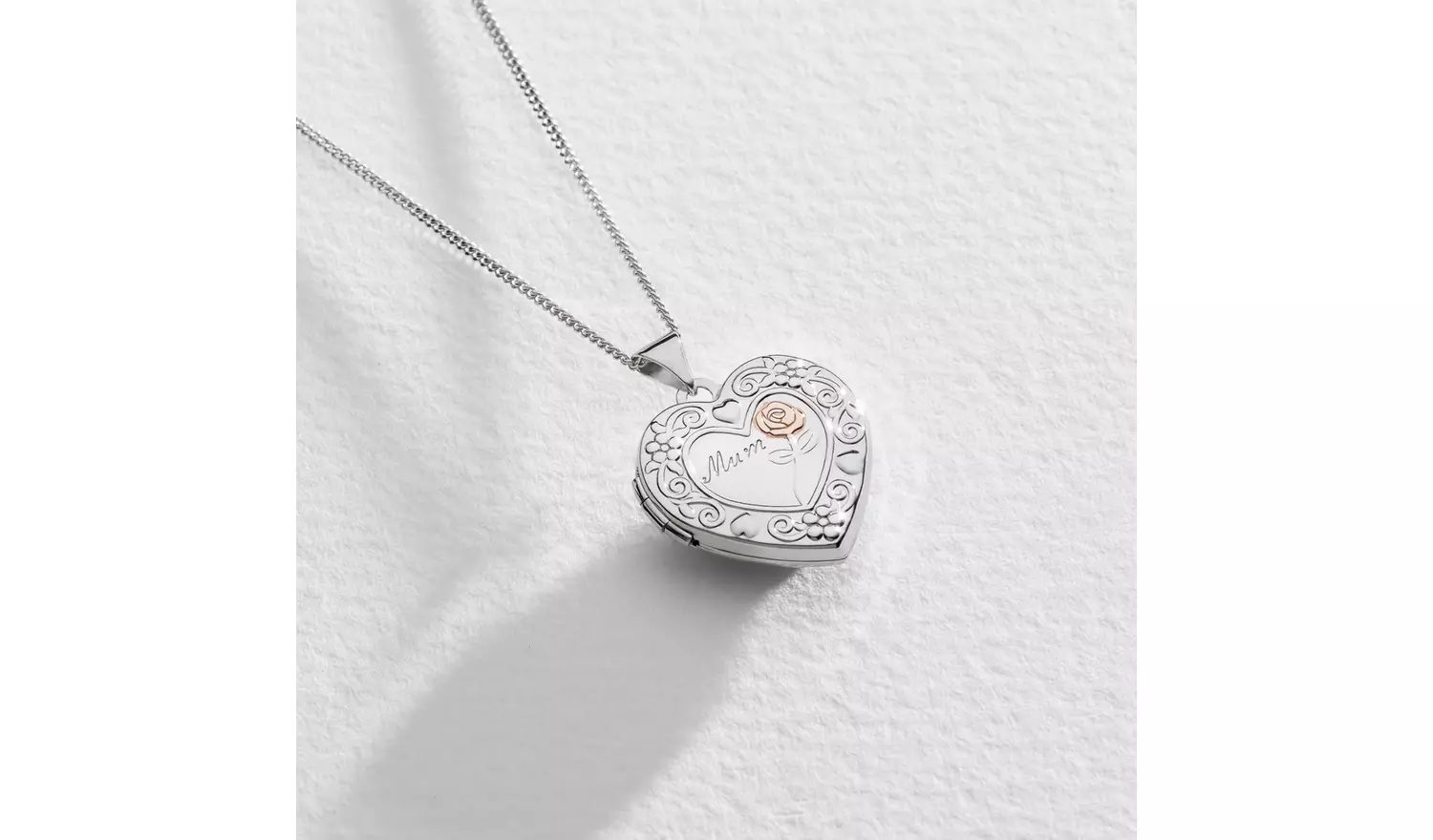 Moon & Back Silver Heart 'Mum' LocketPendant Necklace