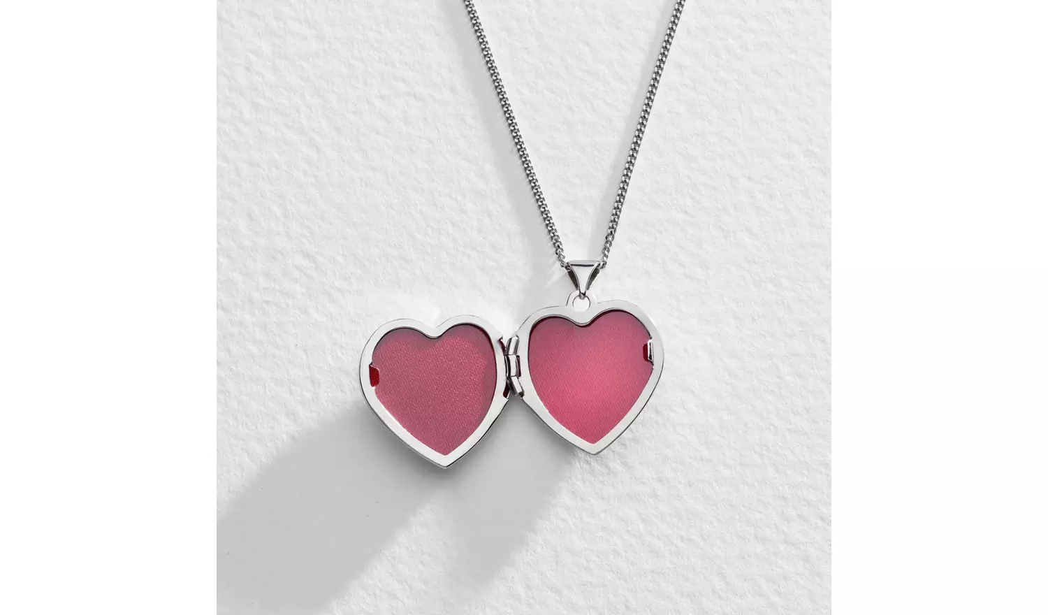 Moon & Back Silver Heart Photo LocketPendant Necklace