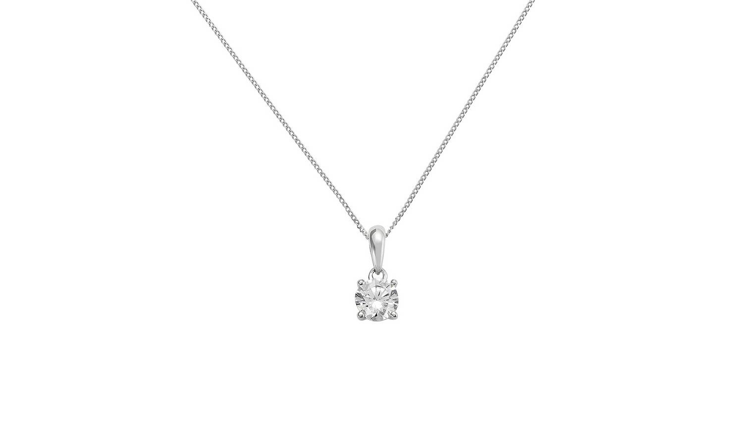 Revere 9ct White Gold 4 Claw Pendant Necklace