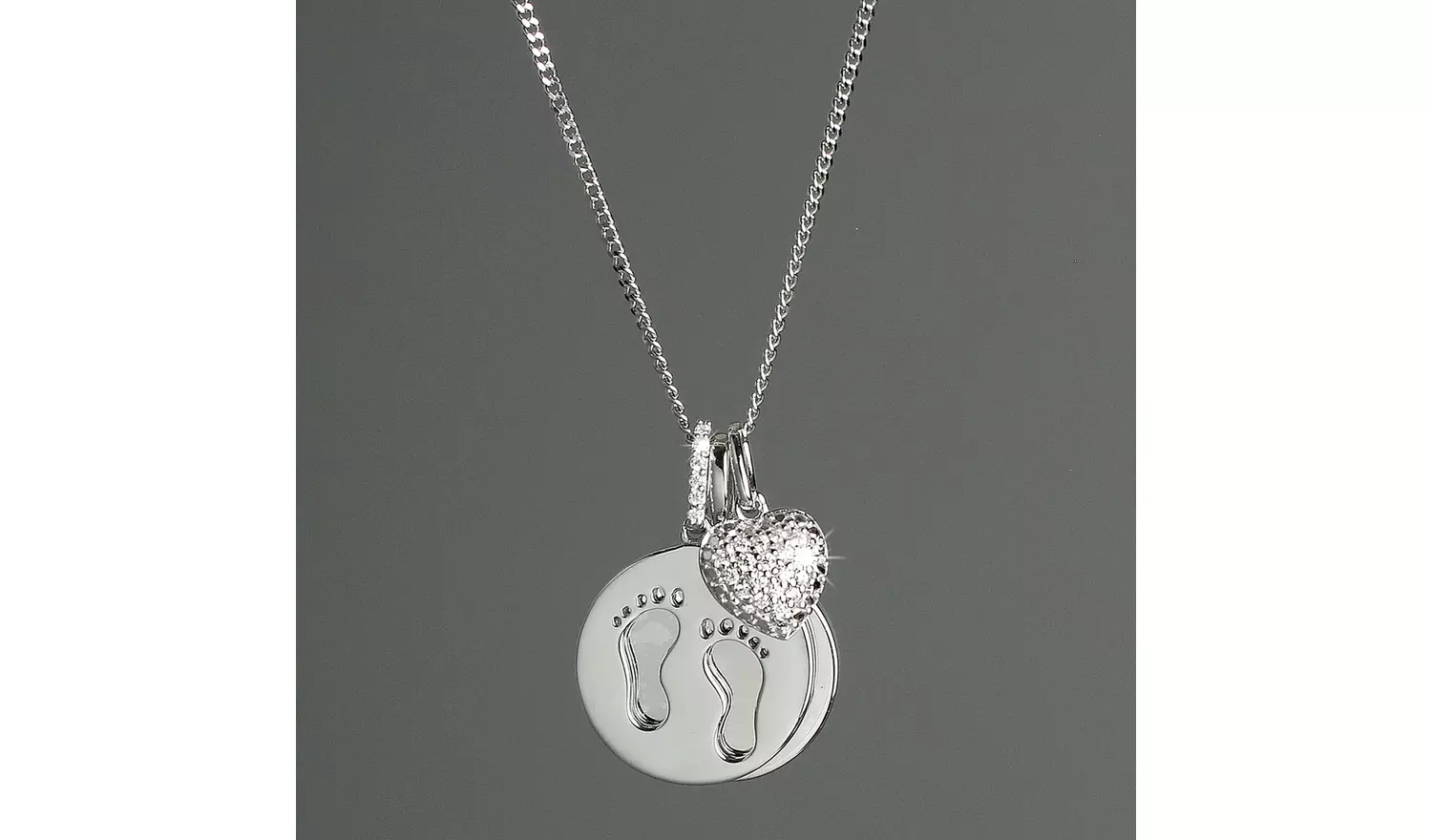 Personalised Memento Footprint and Heart Necklace