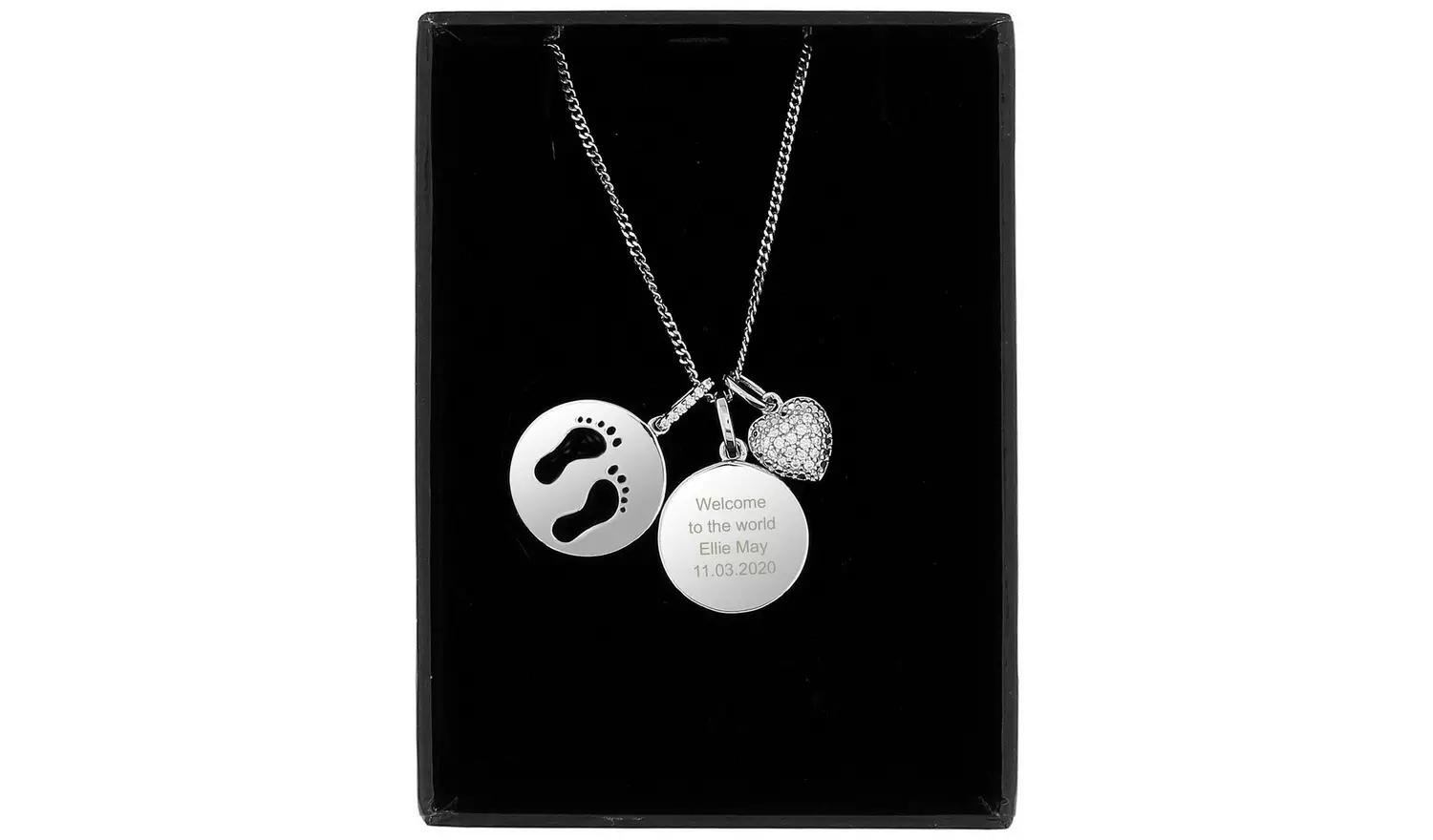 Personalised Memento Footprint and Heart Necklace