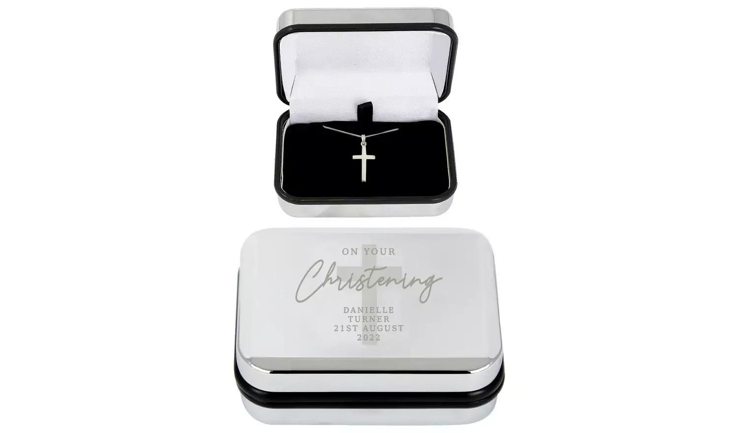 Personalised Memento Cross Necklace with Christening Box