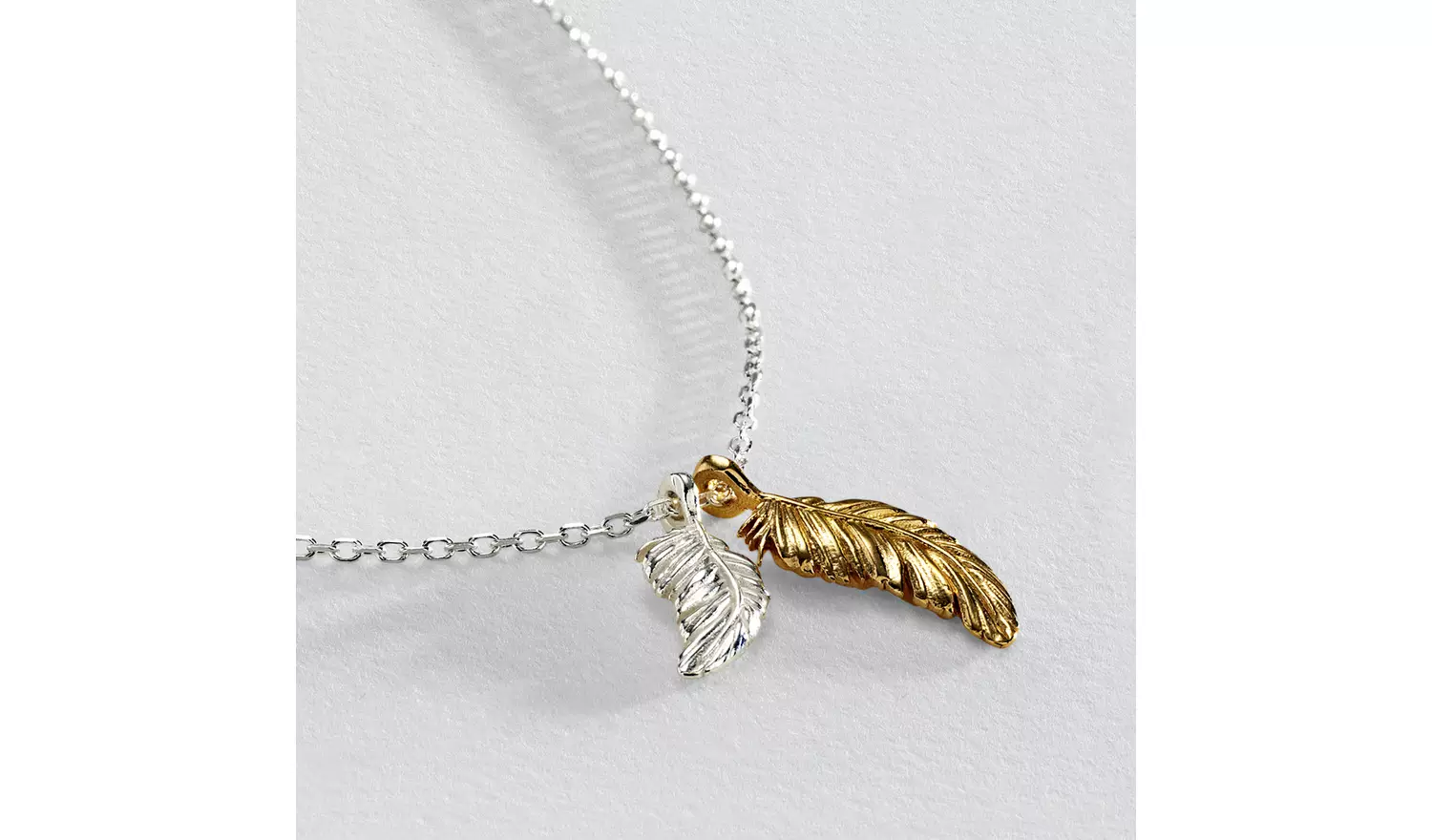 Revere Sterling Silver Two Tone Feather Necklace