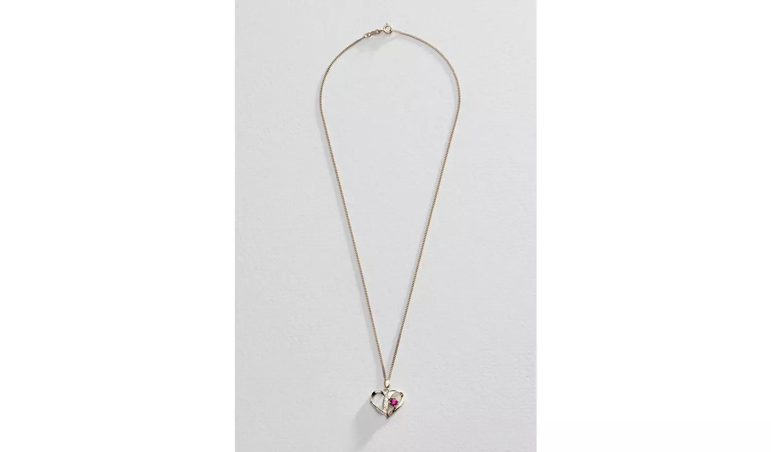 Moon & Back 9ct Gold Plated Silver Ruby Heart 'Nan' Pendant