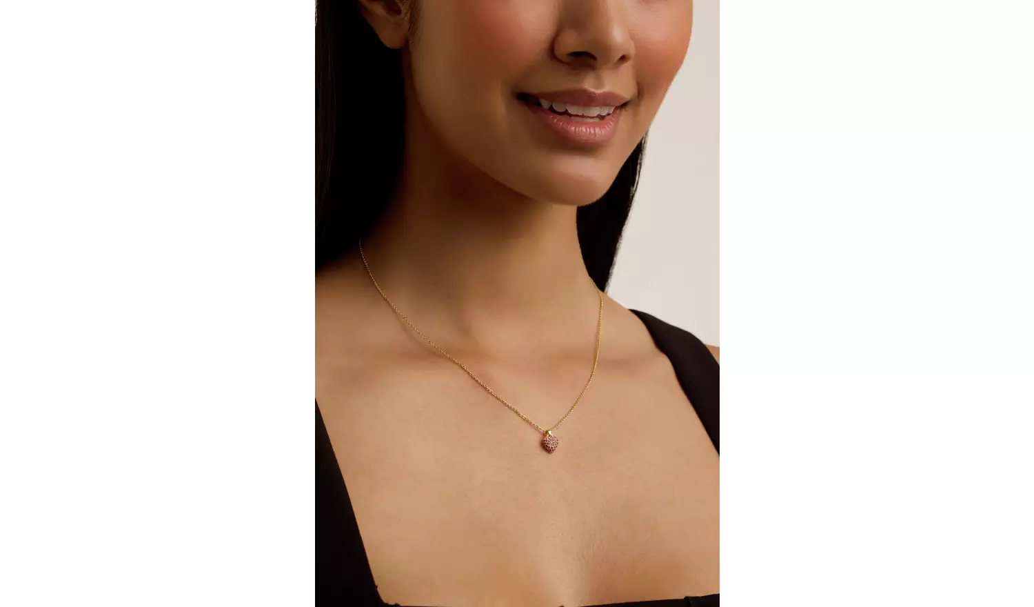 Ted Baker Pink Crystal Pave Heart Pendant Necklace