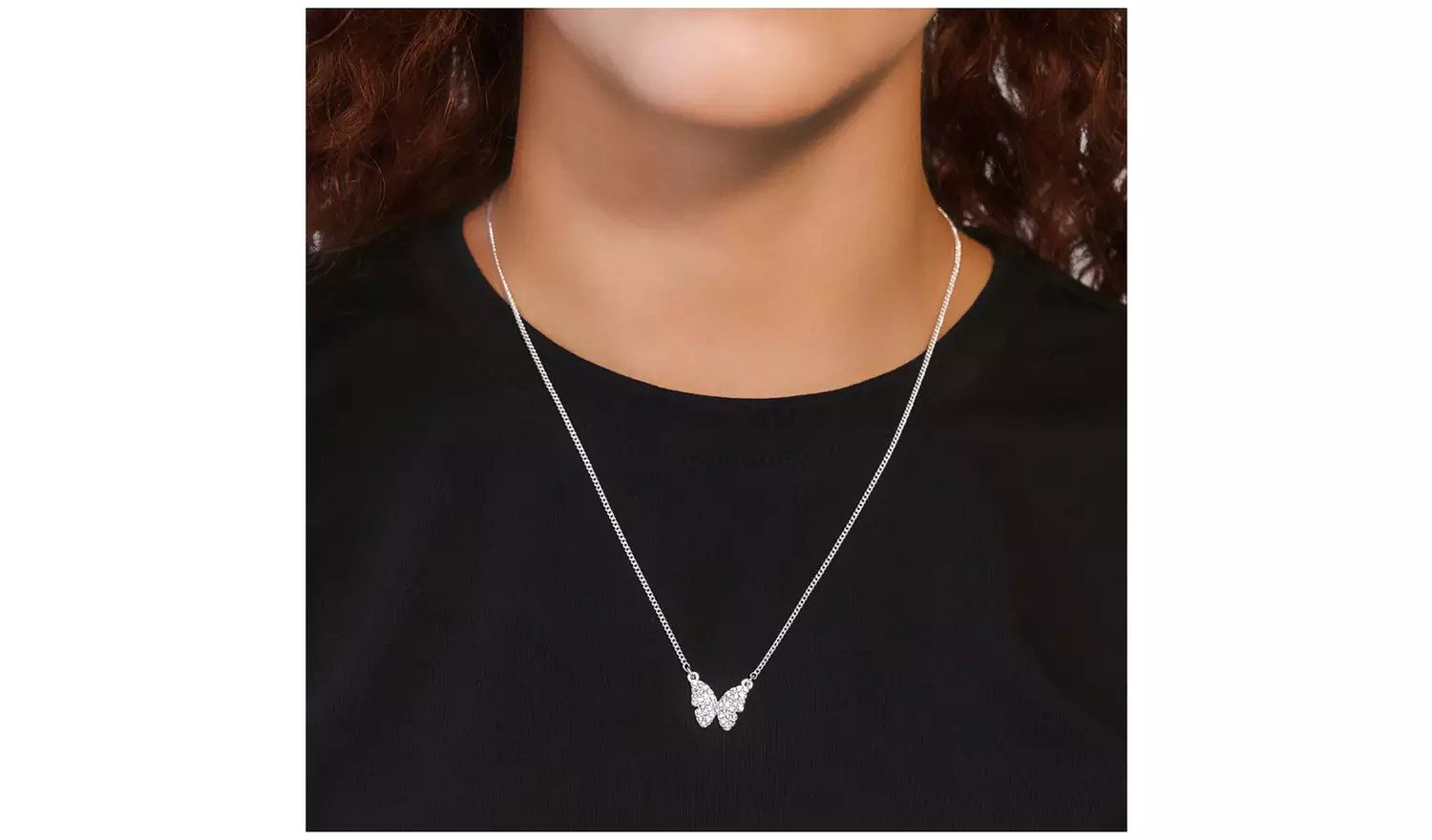 DKNY Silver Tone Pavé Crystal Butterfly Pendant Necklace
