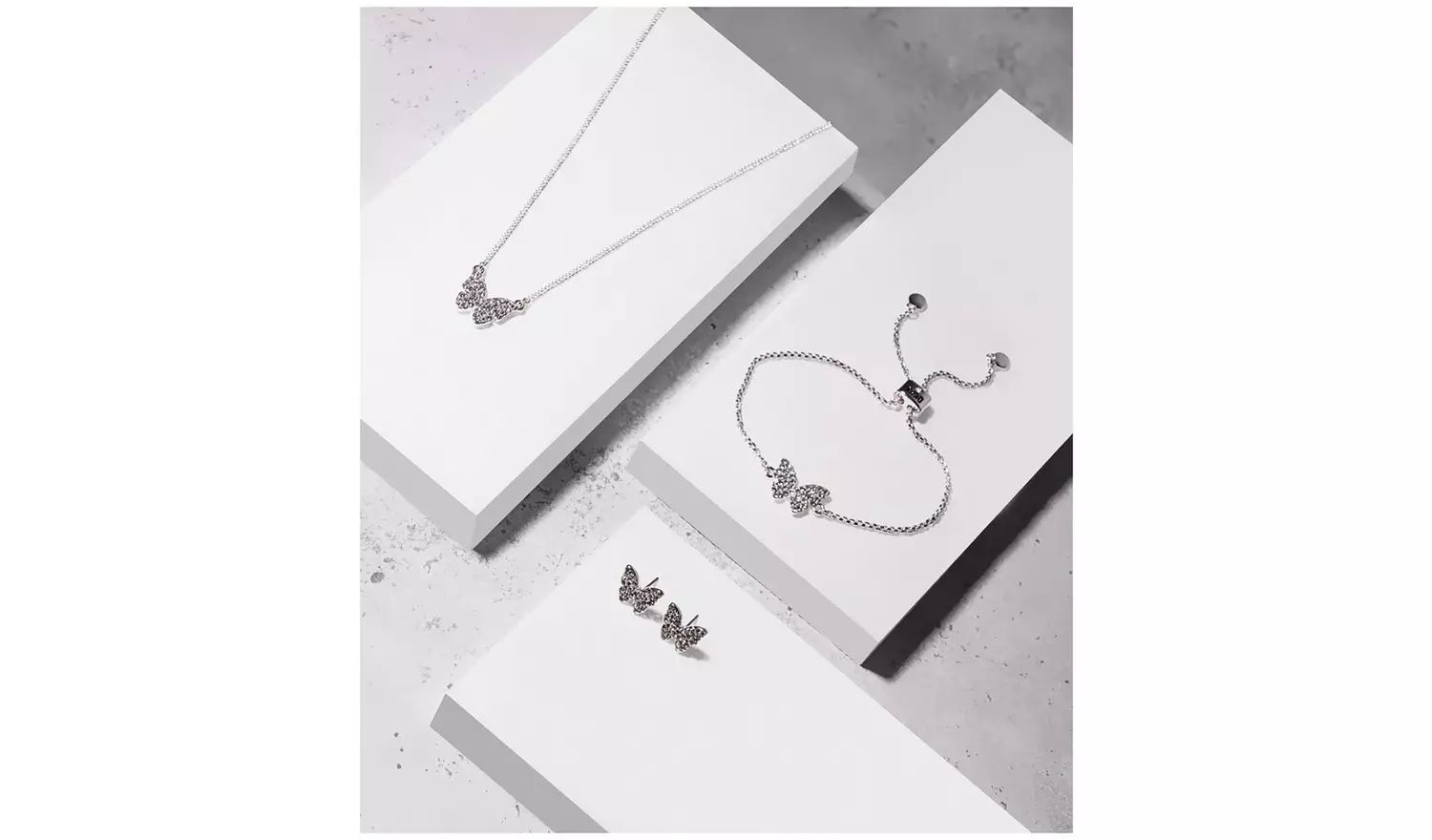 DKNY Silver Tone Pavé Crystal Butterfly Pendant Necklace