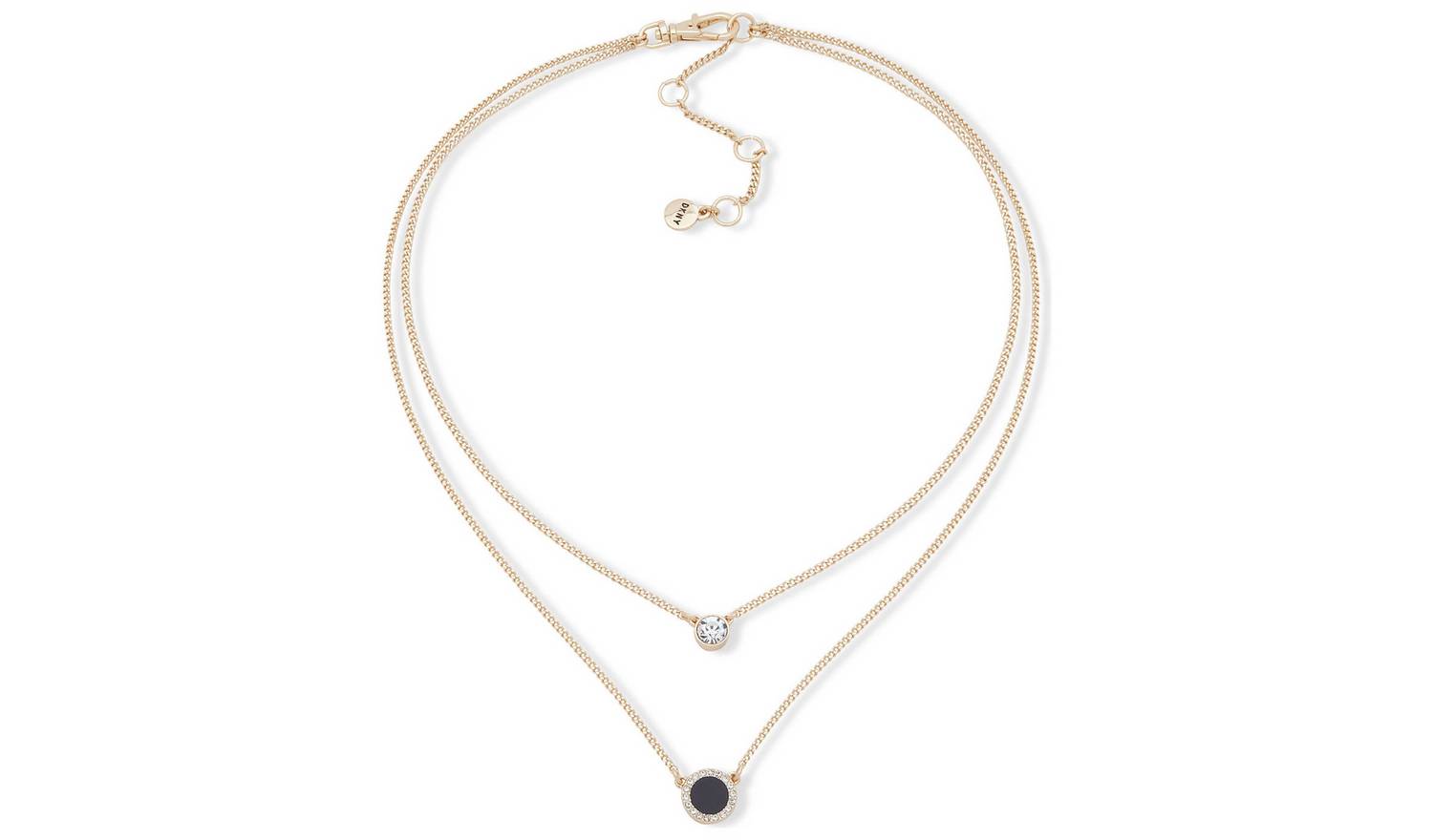 DKNY Gold & Black Colour Double Layer Pendant Necklace