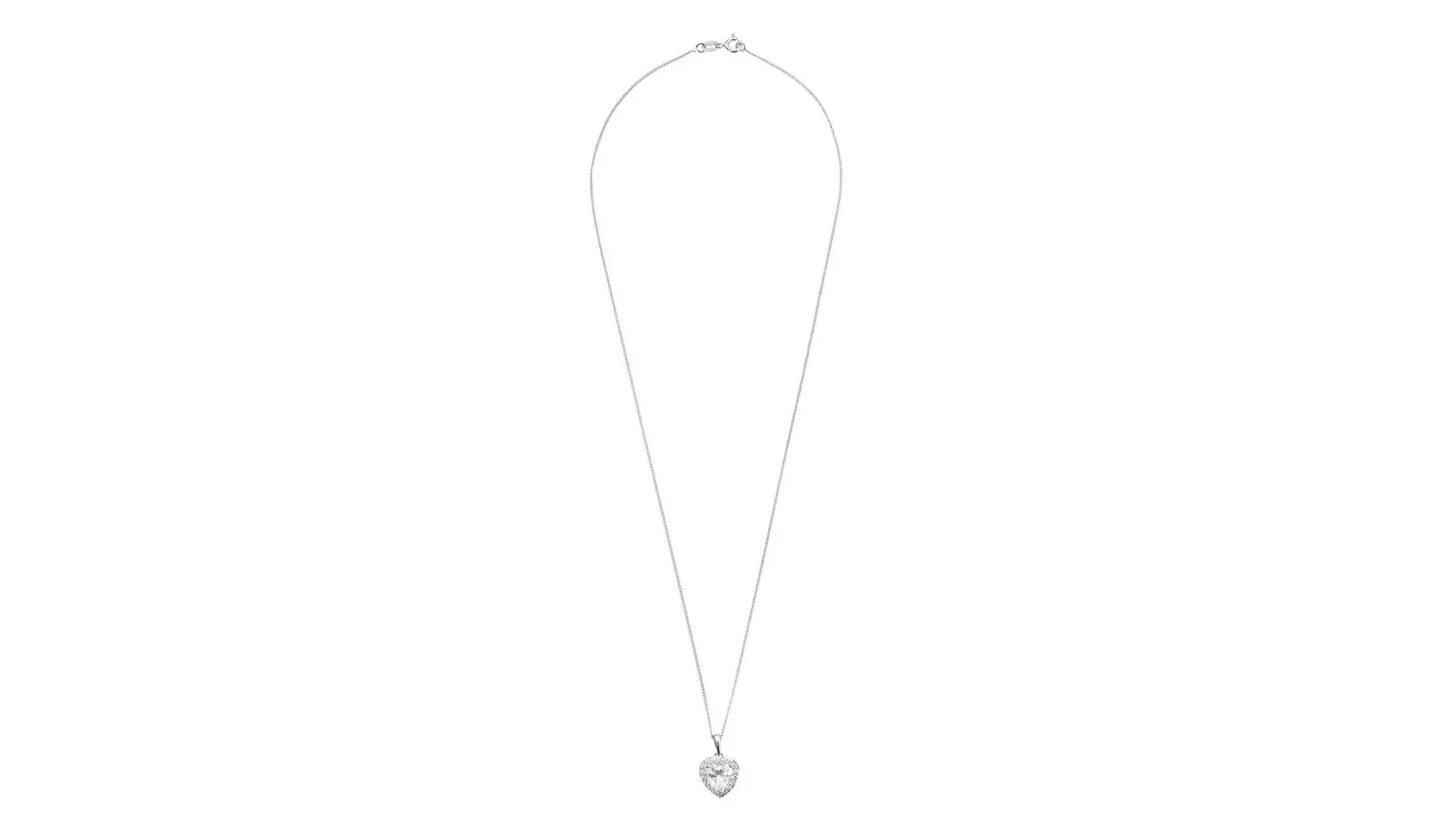 Revere Sterling Silver Heart HaloCurb Pendant Necklace