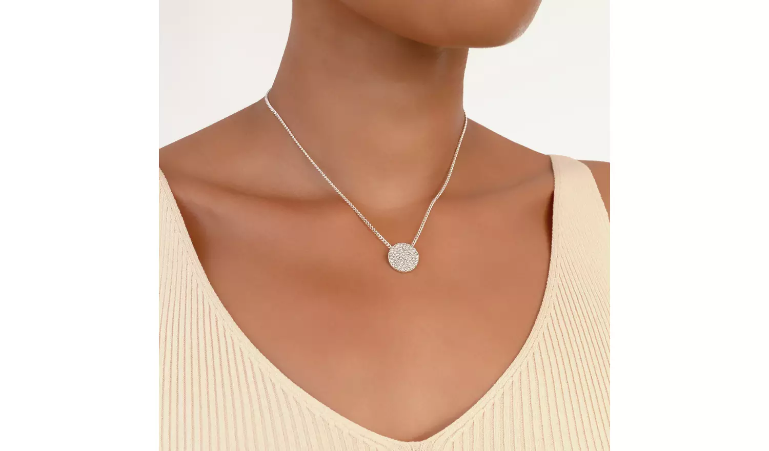 DKNY Pave Crystal Silver Colour Pendant Necklace