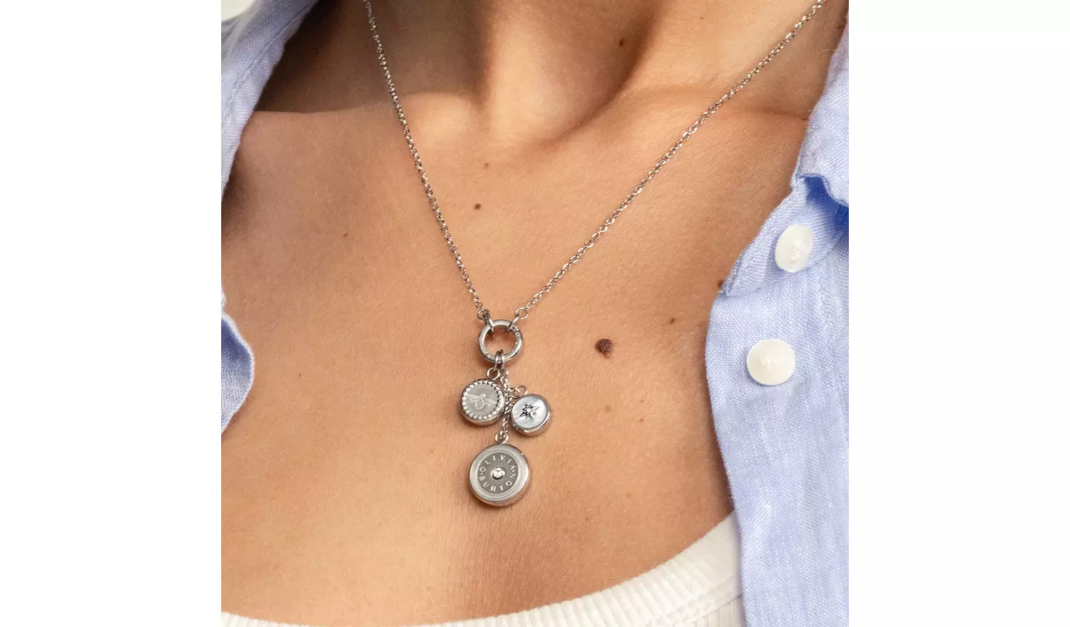 Olivia Burton Stainless Steel Disc Charm Necklace