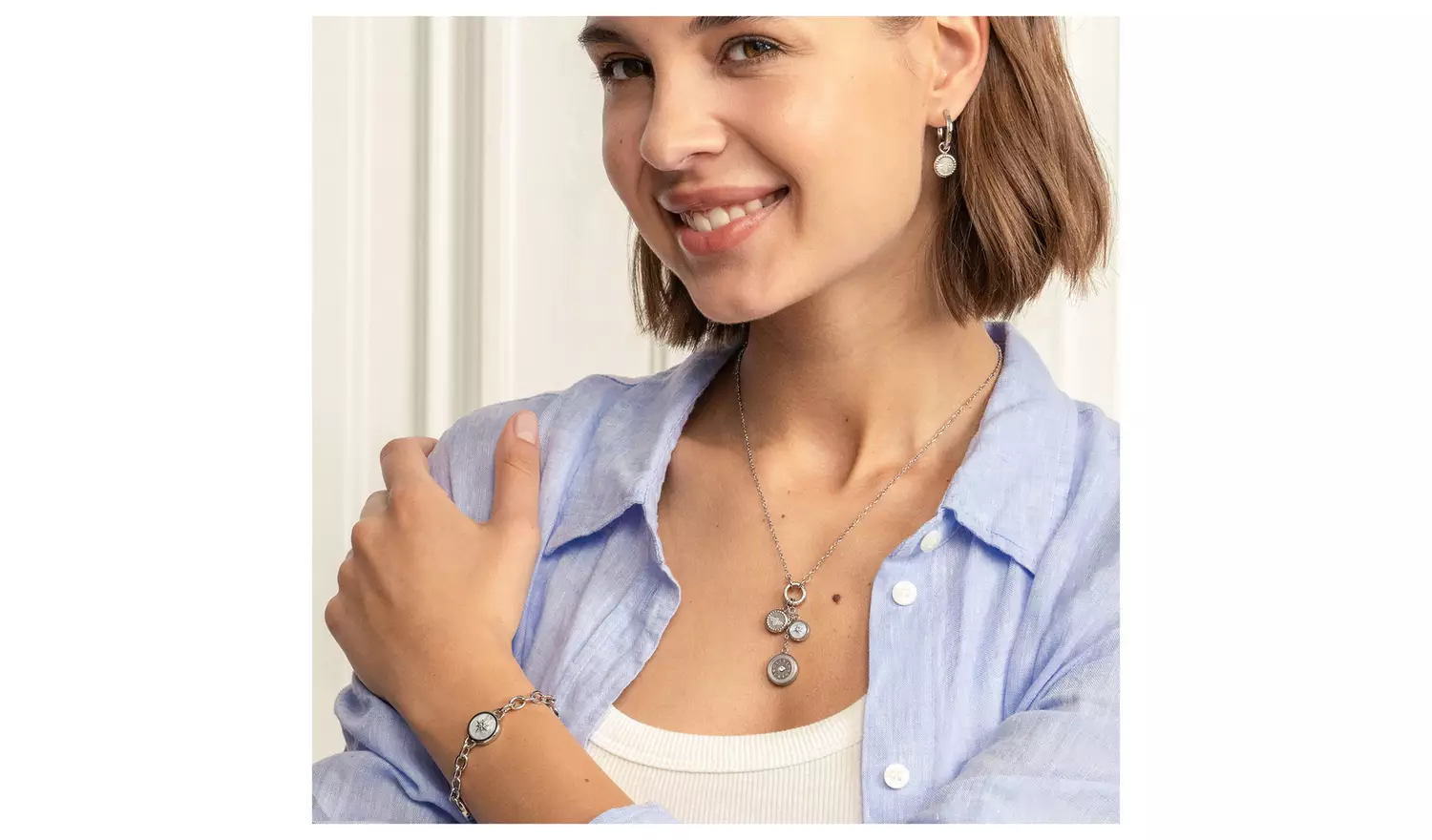 Olivia Burton Stainless Steel Disc Charm Necklace