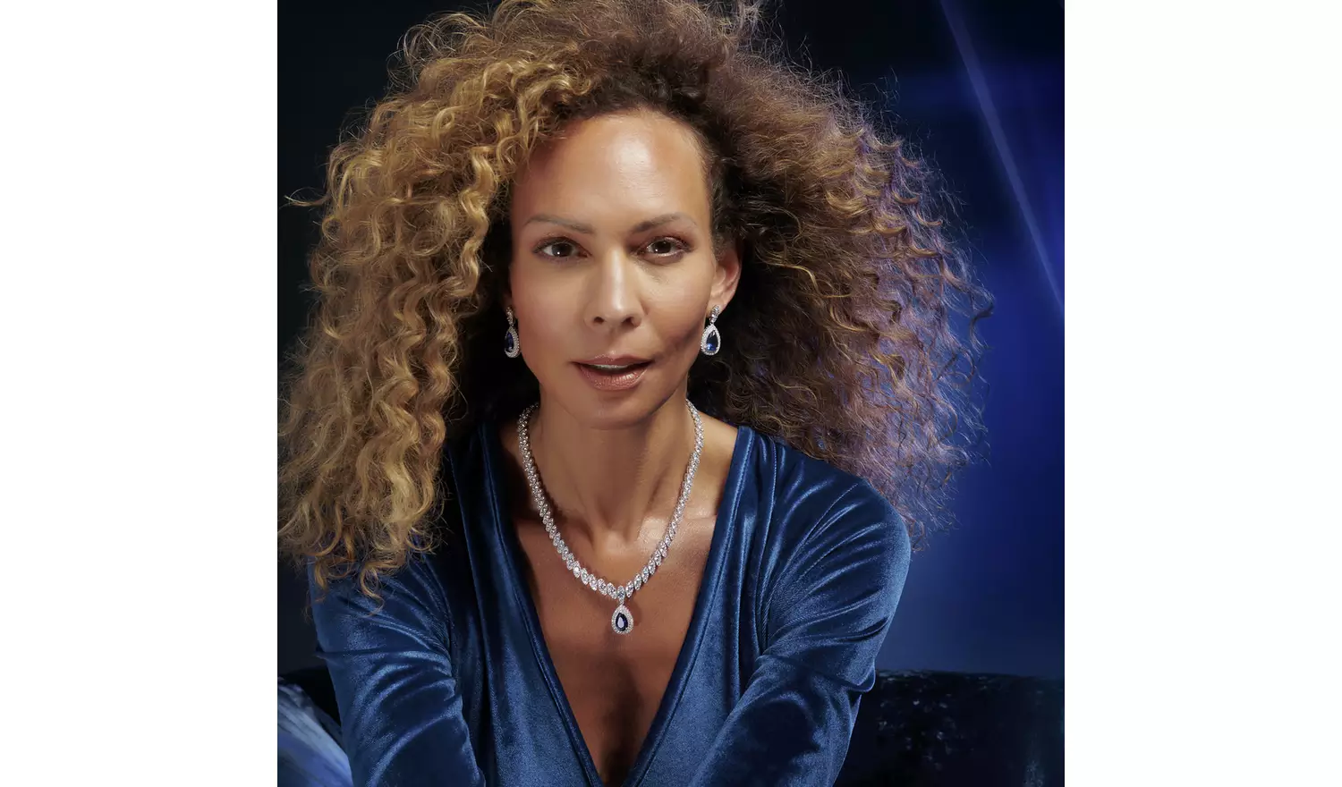 Jon Richard Blue Sapphire Pear Drop Pendant Necklace