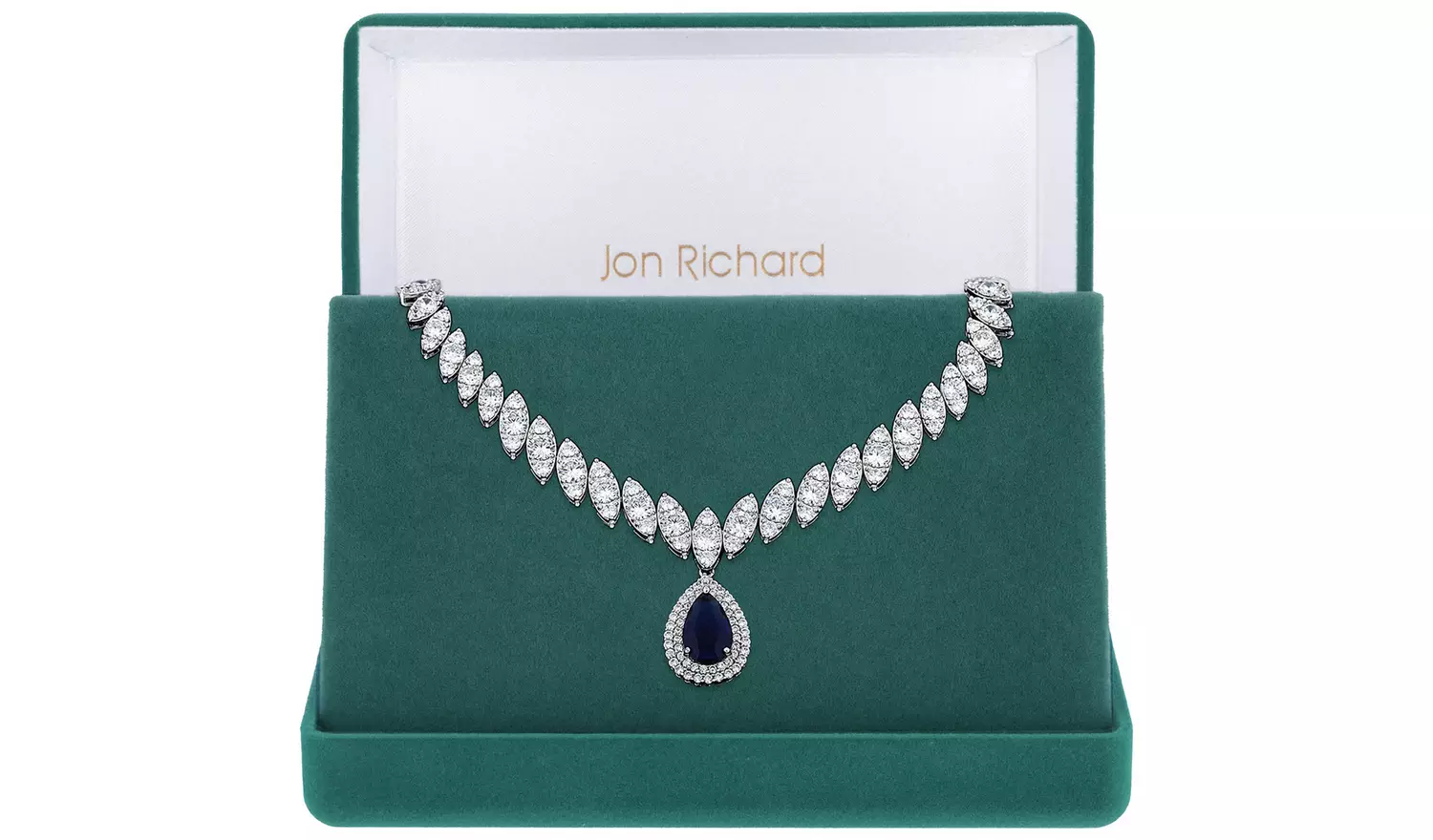 Jon Richard Blue Sapphire Pear Drop Pendant Necklace
