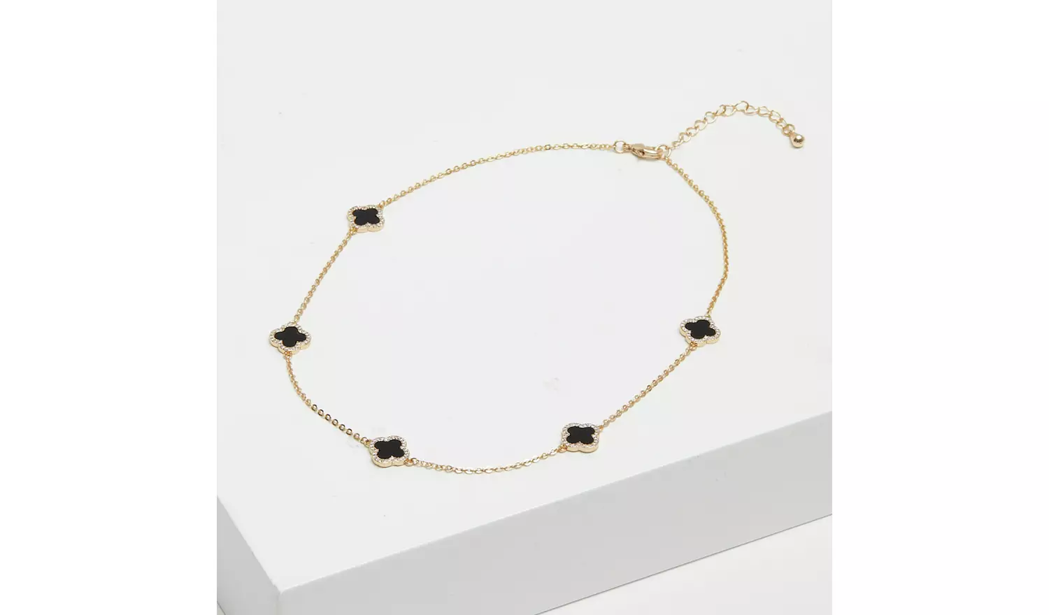 Jon Richard Gold Plated and Jet Station Clover Necklace