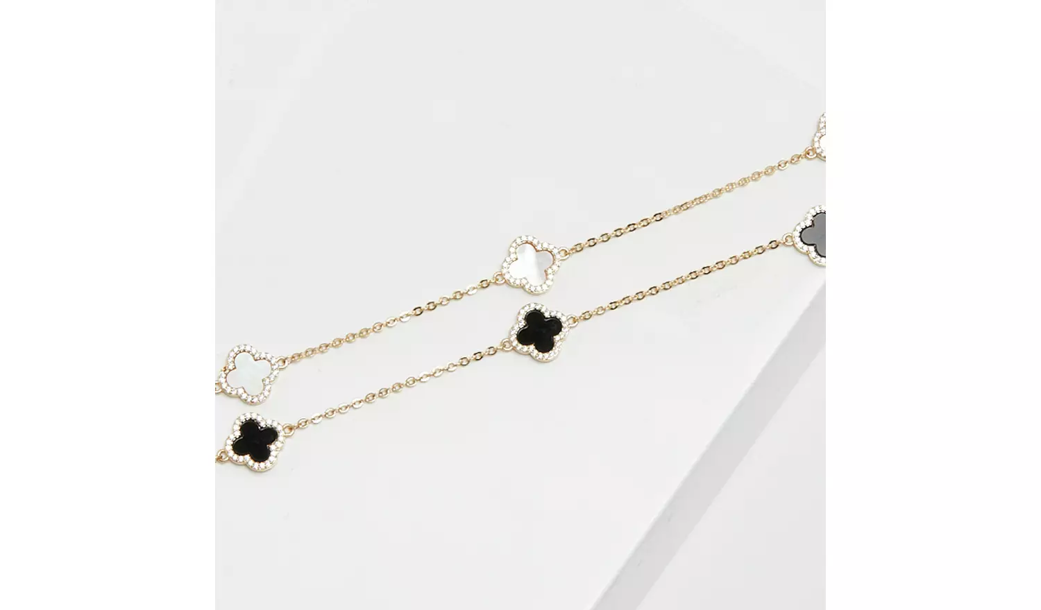 Jon Richard Gold Plated and Jet Station Clover Necklace