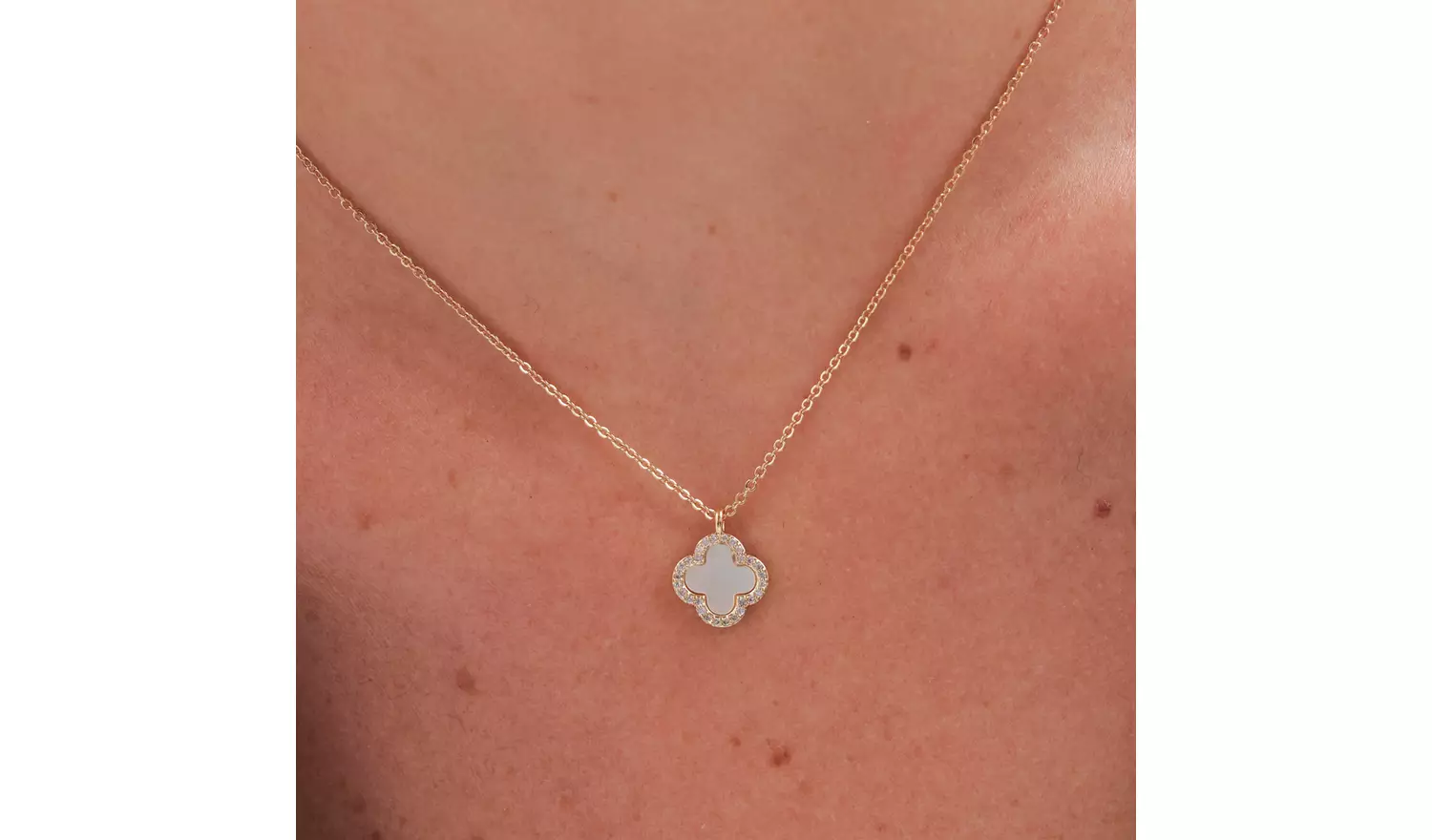 Jon Richard Mother of Pearl Clover Pendant Necklace