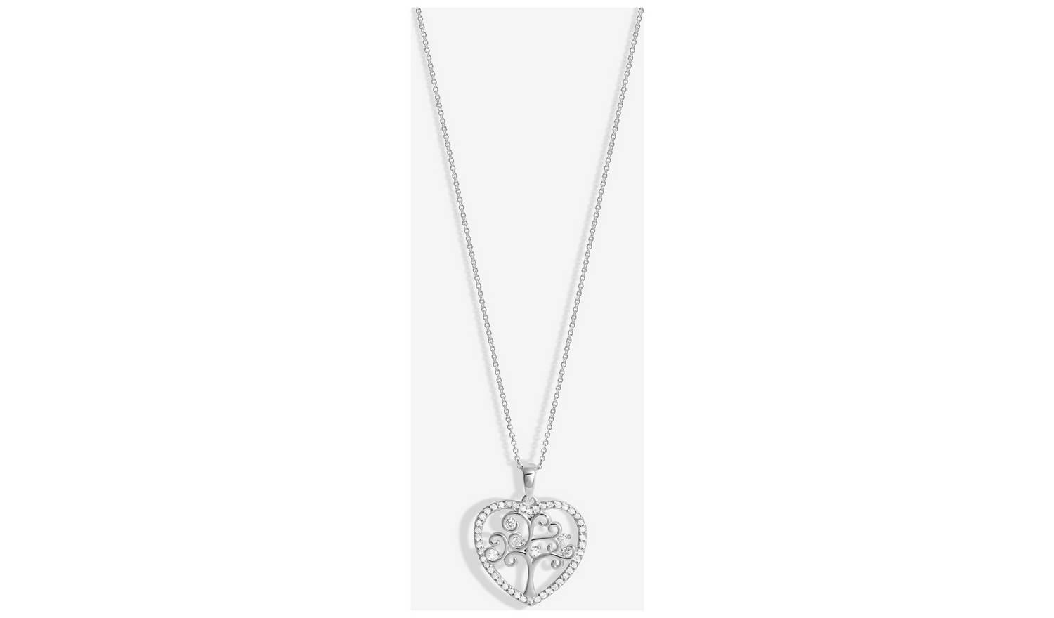 Simply Silver Tree of Love Heart Pendant Necklace