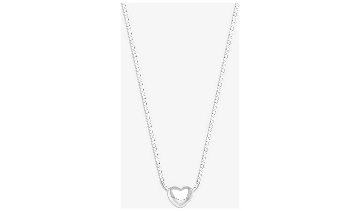 Simply Silver Puff Heart Threaded Chain Necklace