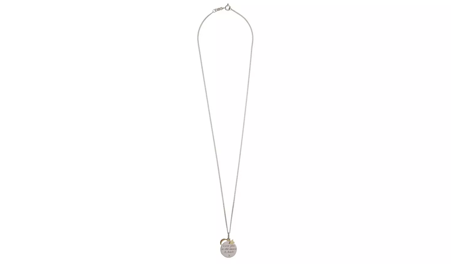 Moon & Back 'Love You' Silver & 9ct Gold Pendant
