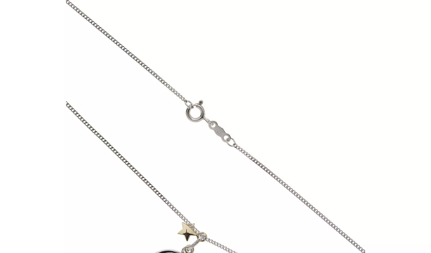 Moon & Back 'Love You' Silver & 9ct Gold Pendant