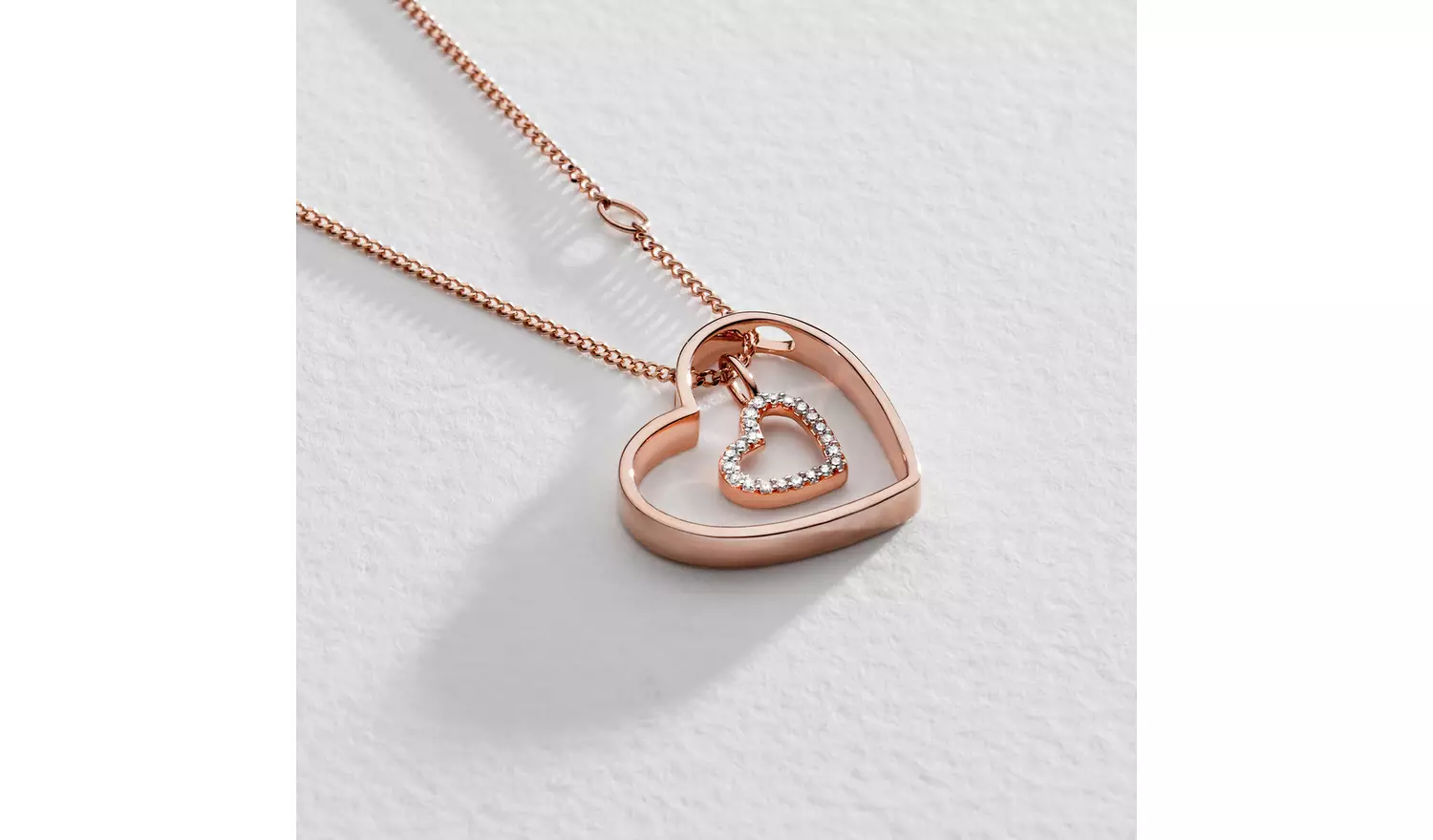 Moon & Back 9ct Rose Gold Plated Heart Pendant Necklace